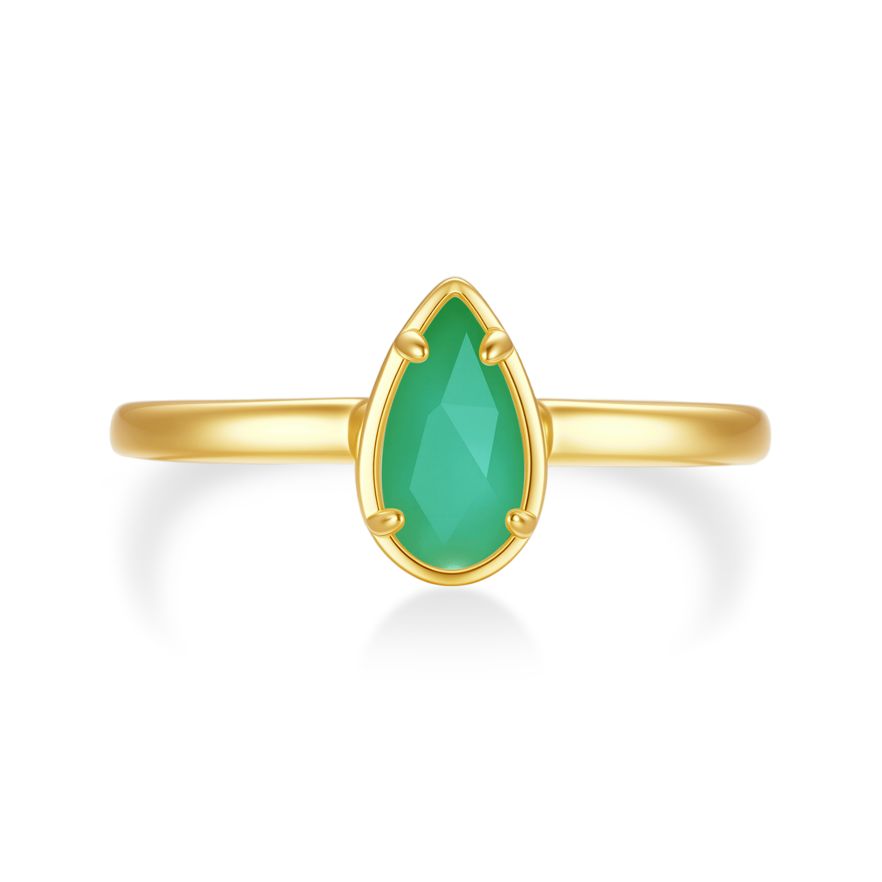 立體切割天然翡翠小水滴戒指