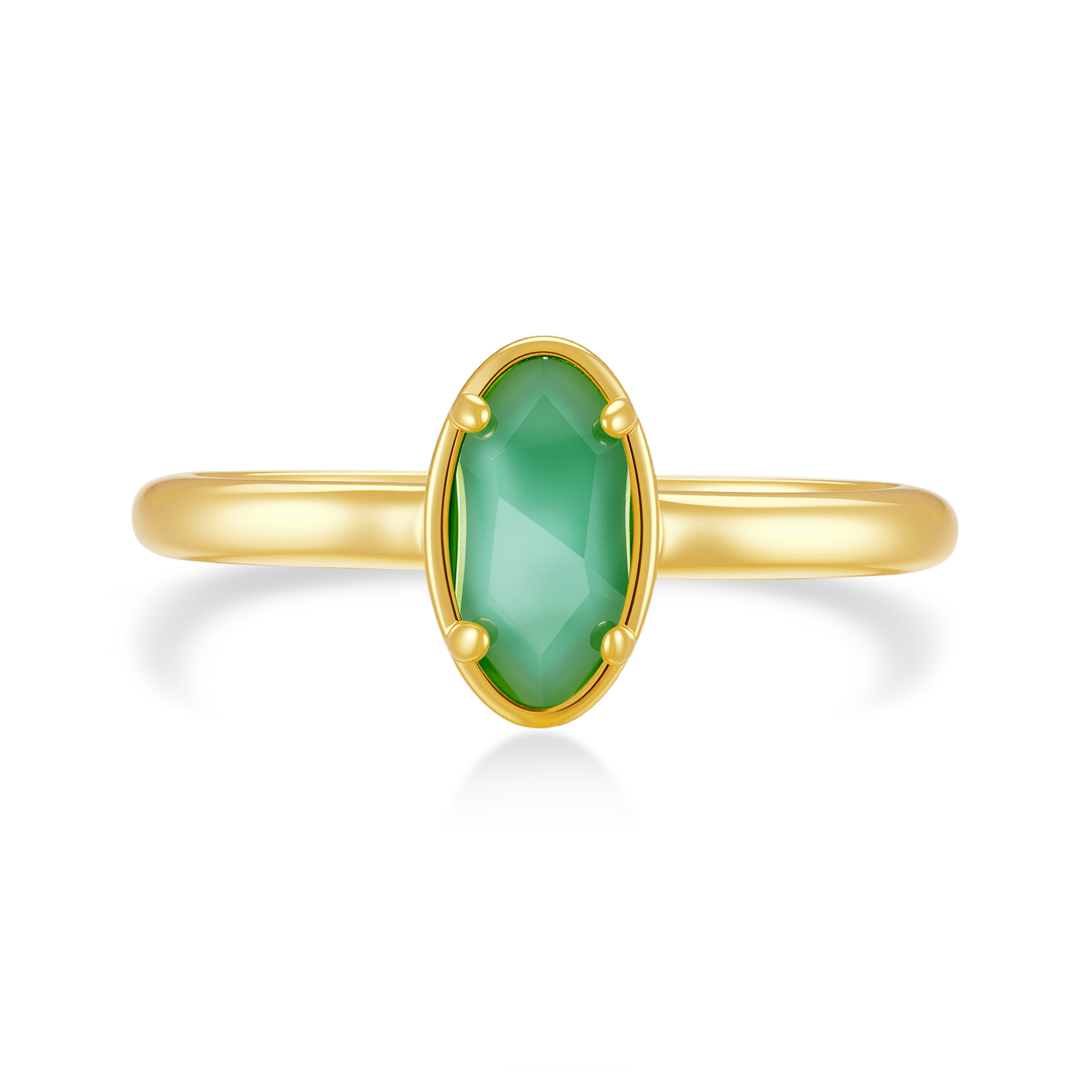 立體切割天然翡翠小橢圓戒指