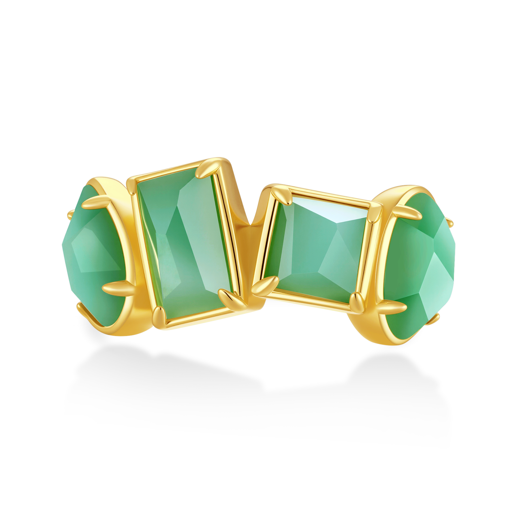 四幾何天然翡翠戒指