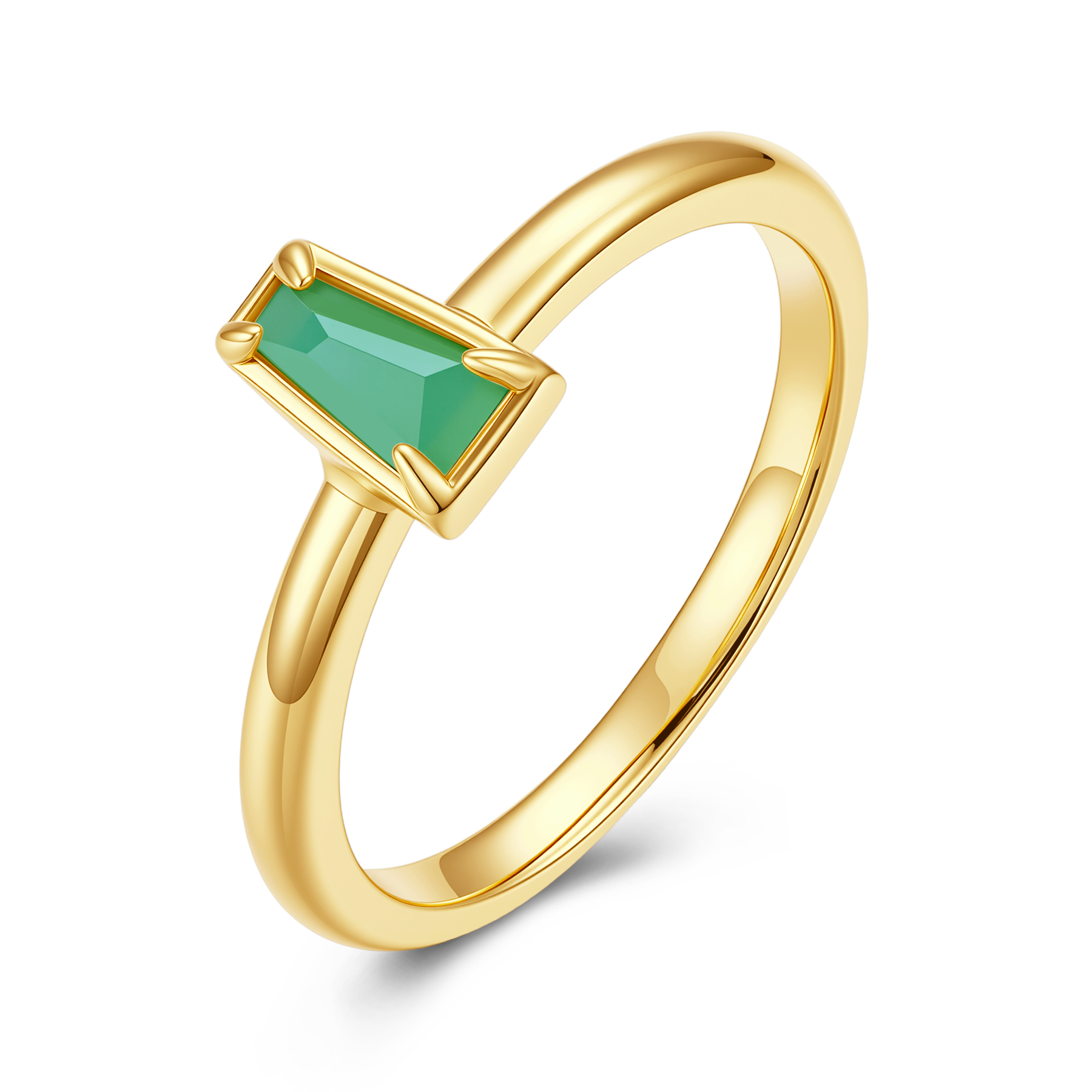 立體切割天然翡翠小梯形戒指