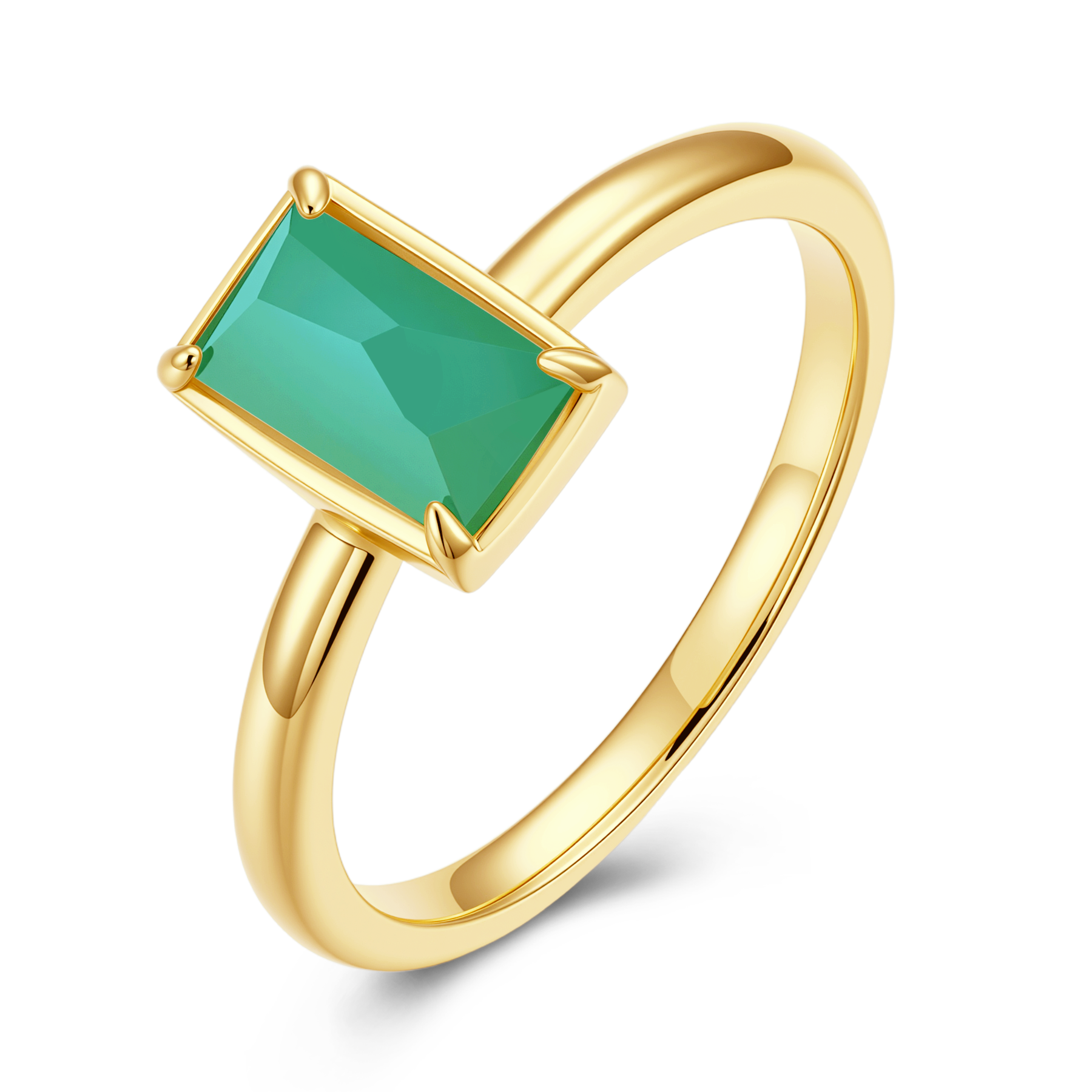 立體切割天然翡翠小長方戒指