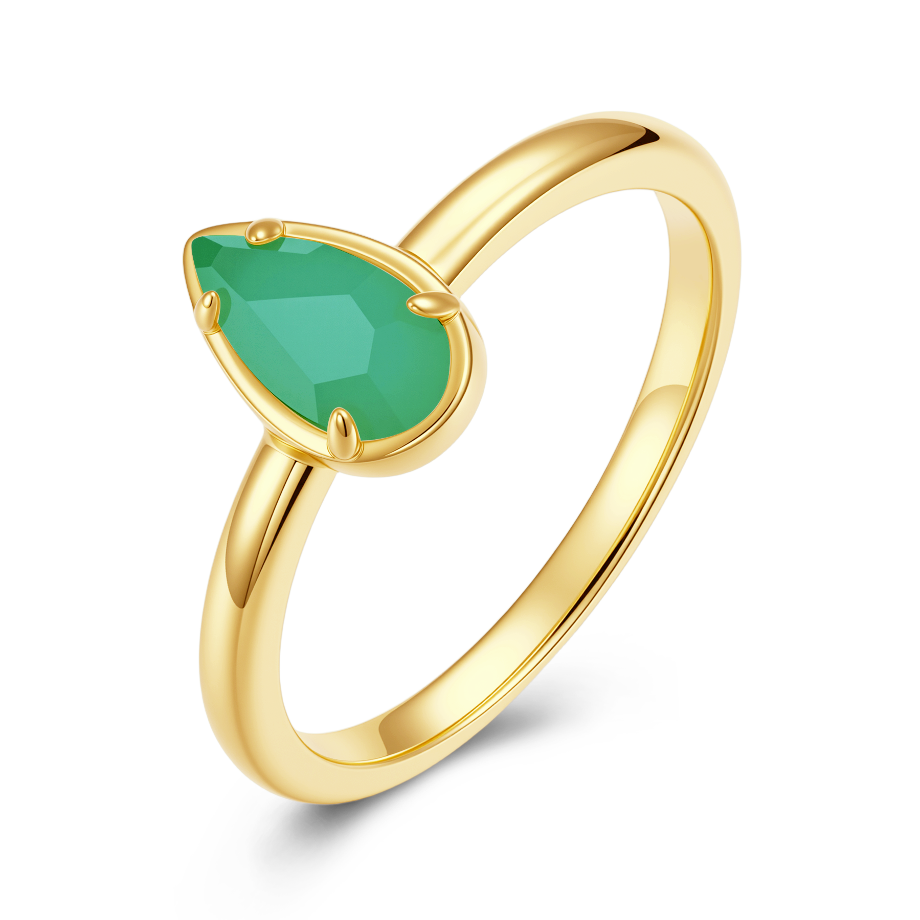 立體切割天然翡翠小水滴戒指