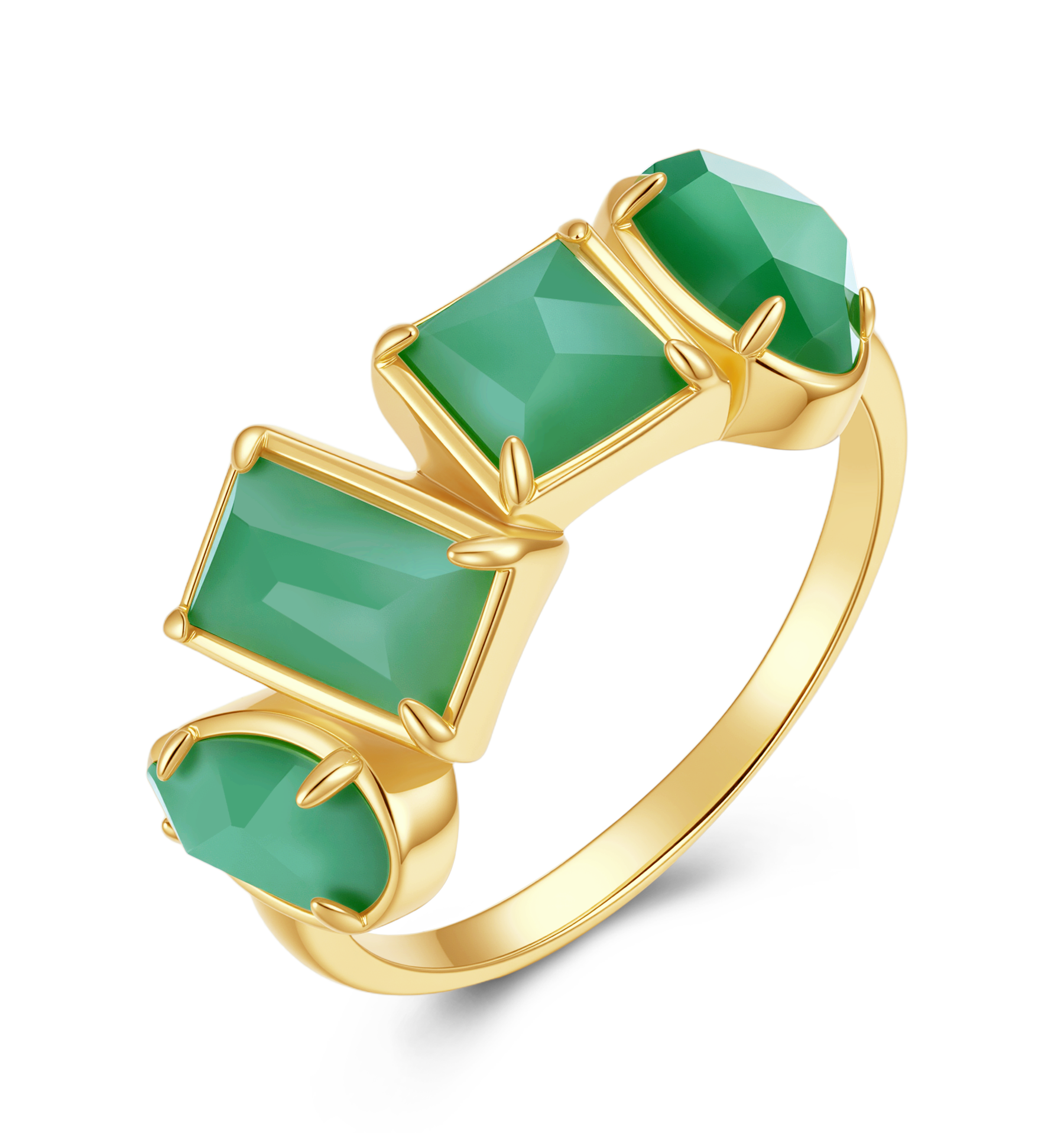 四幾何天然翡翠戒指