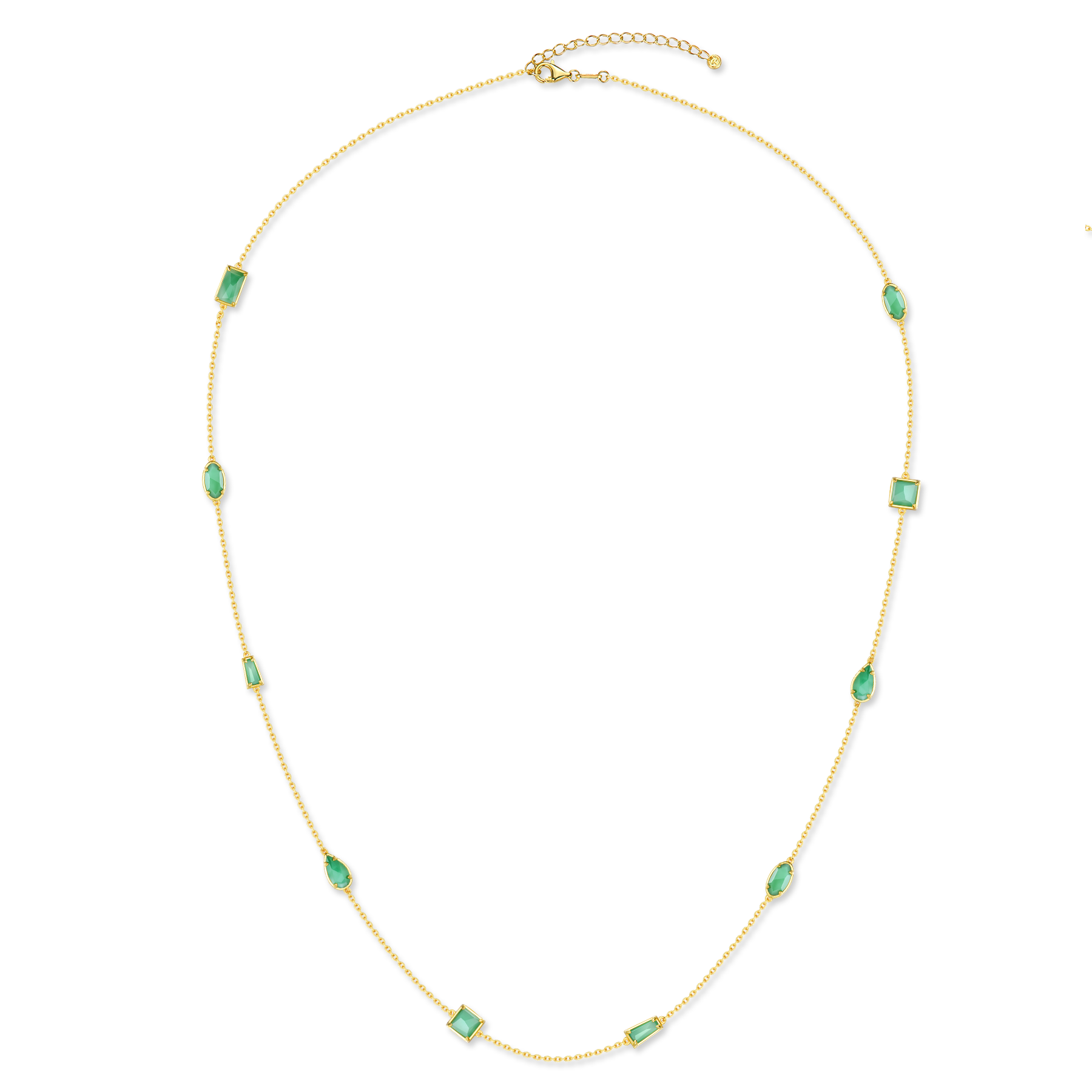 幾何造型天然翡翠長鍊(10pc)