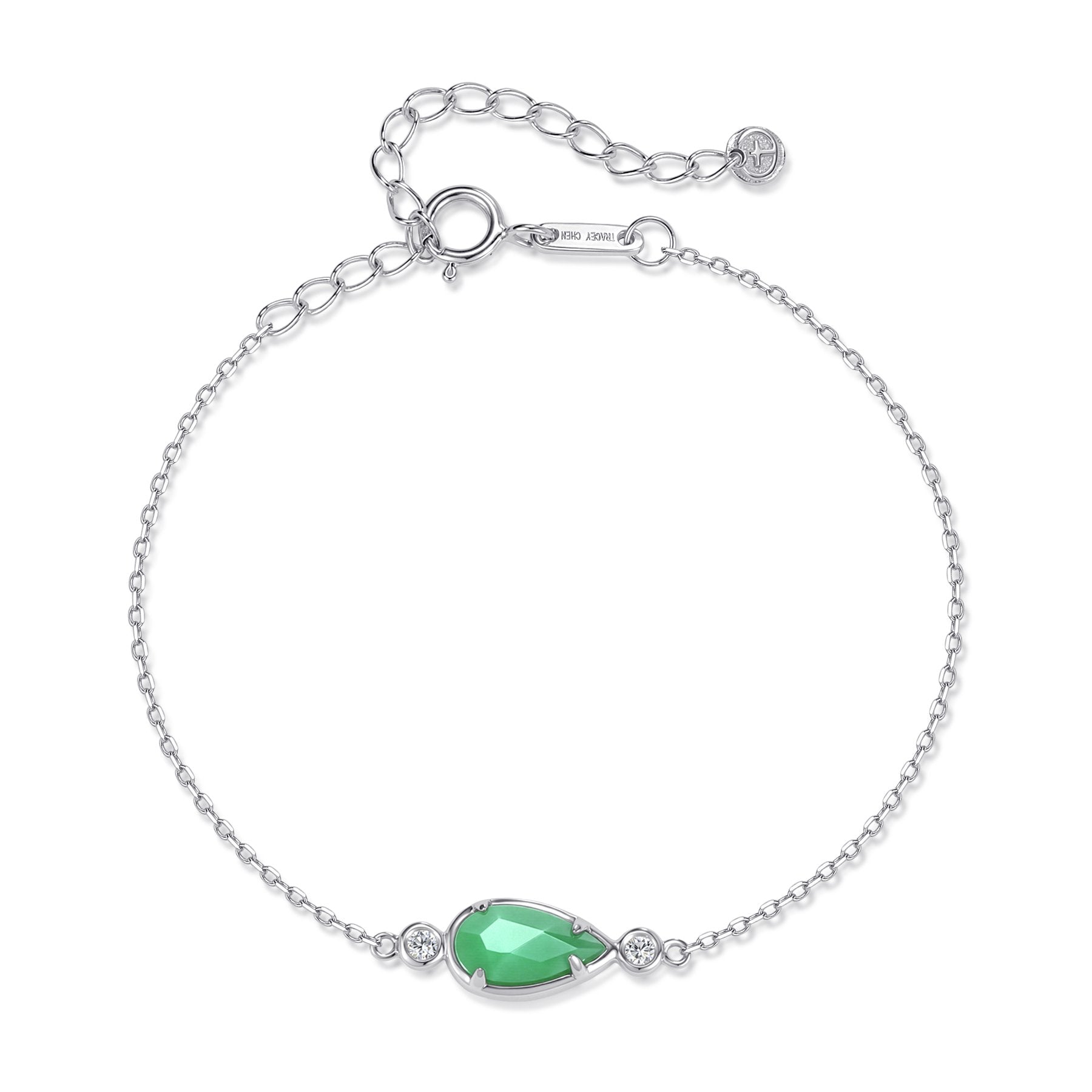 水滴翡翠天然鑽手鍊