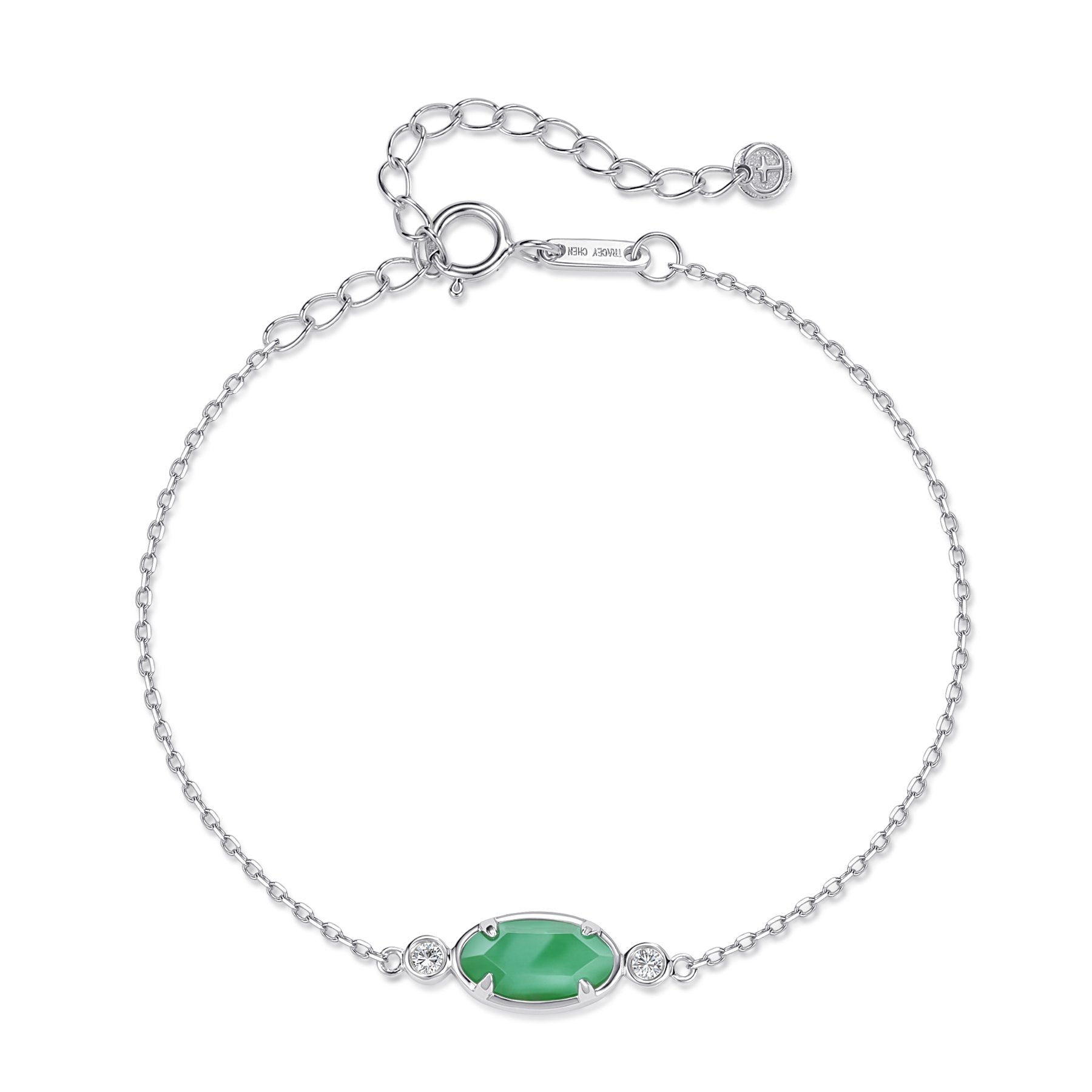 橢圓翡翠天然鑽手鍊