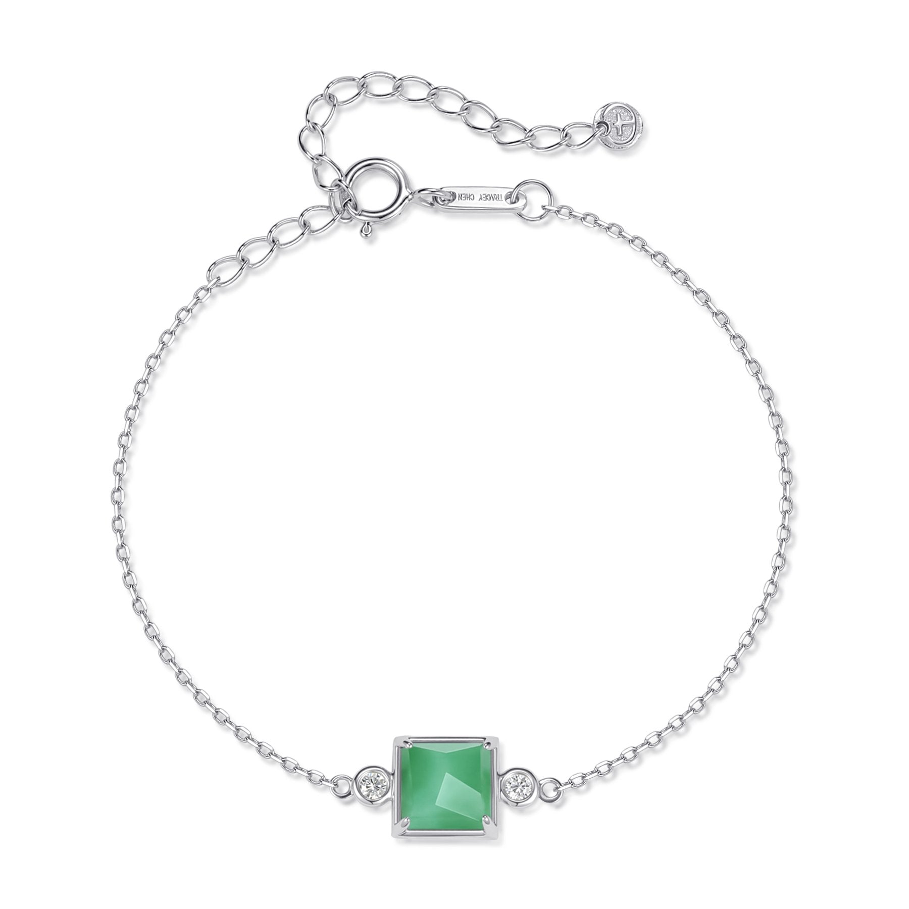 小正方翡翠天然鑽手鍊