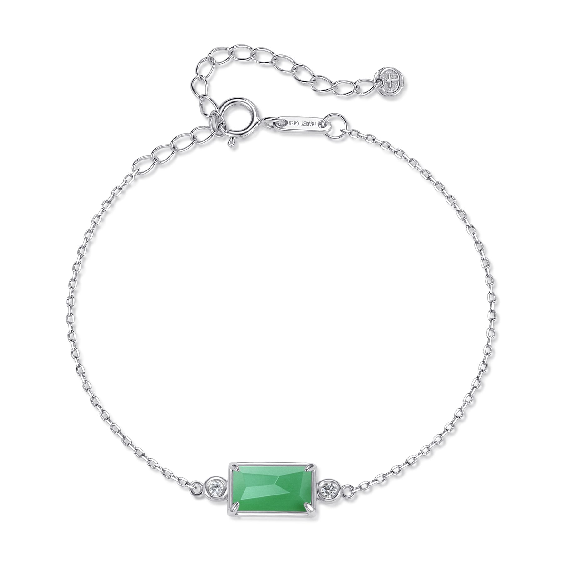 長方翡翠天然鑽手鍊