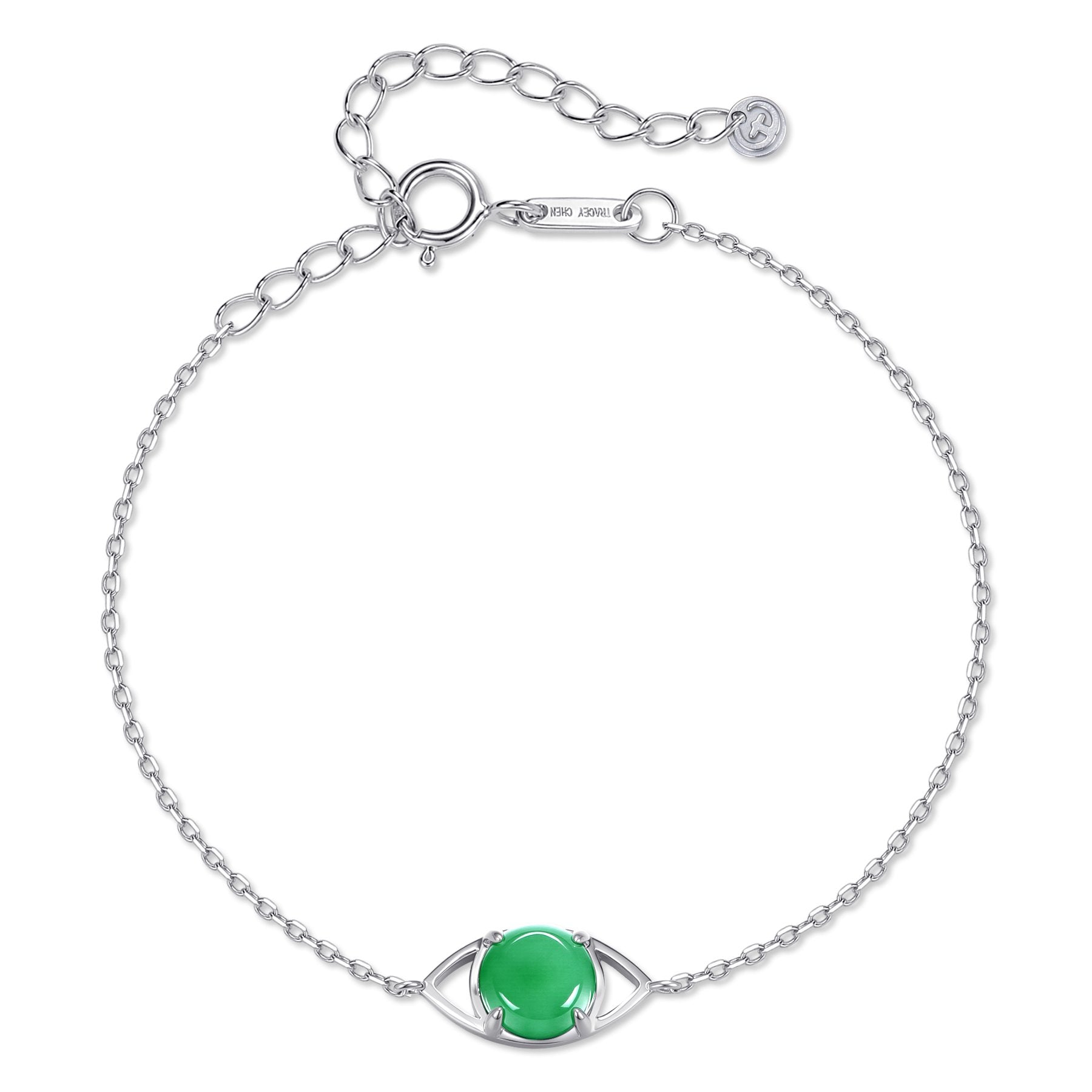 小圓餅翡翠眼睛造型手鍊