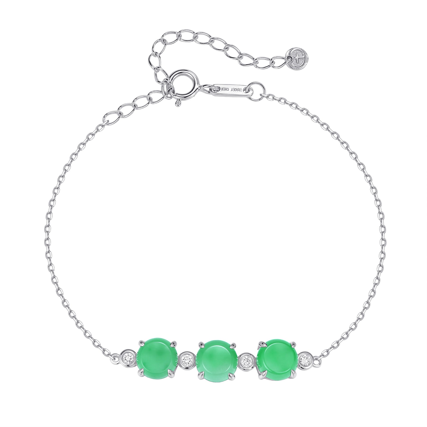 三圓餅翡翠天然鑽手鍊