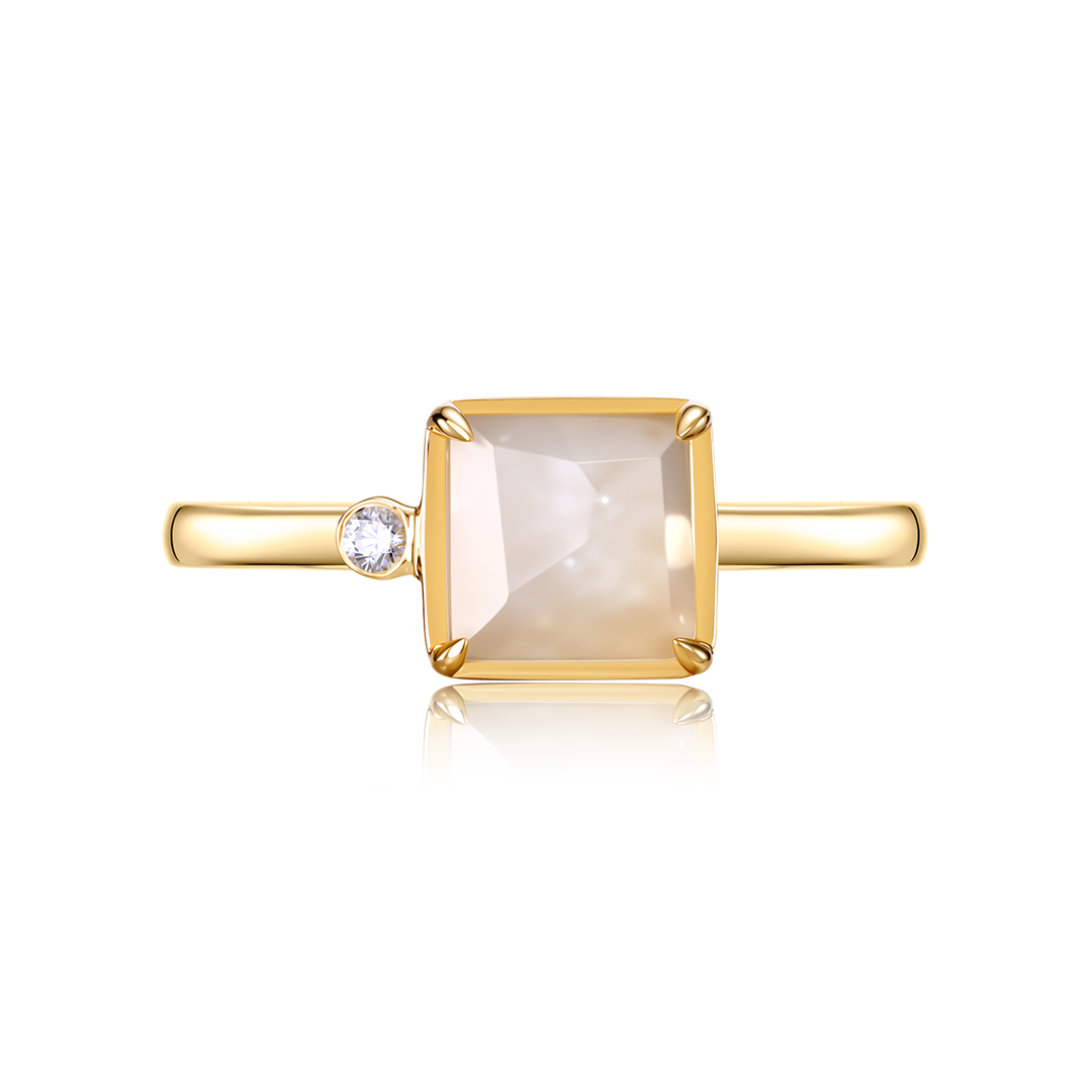 正方翡翠天然鑽石戒指