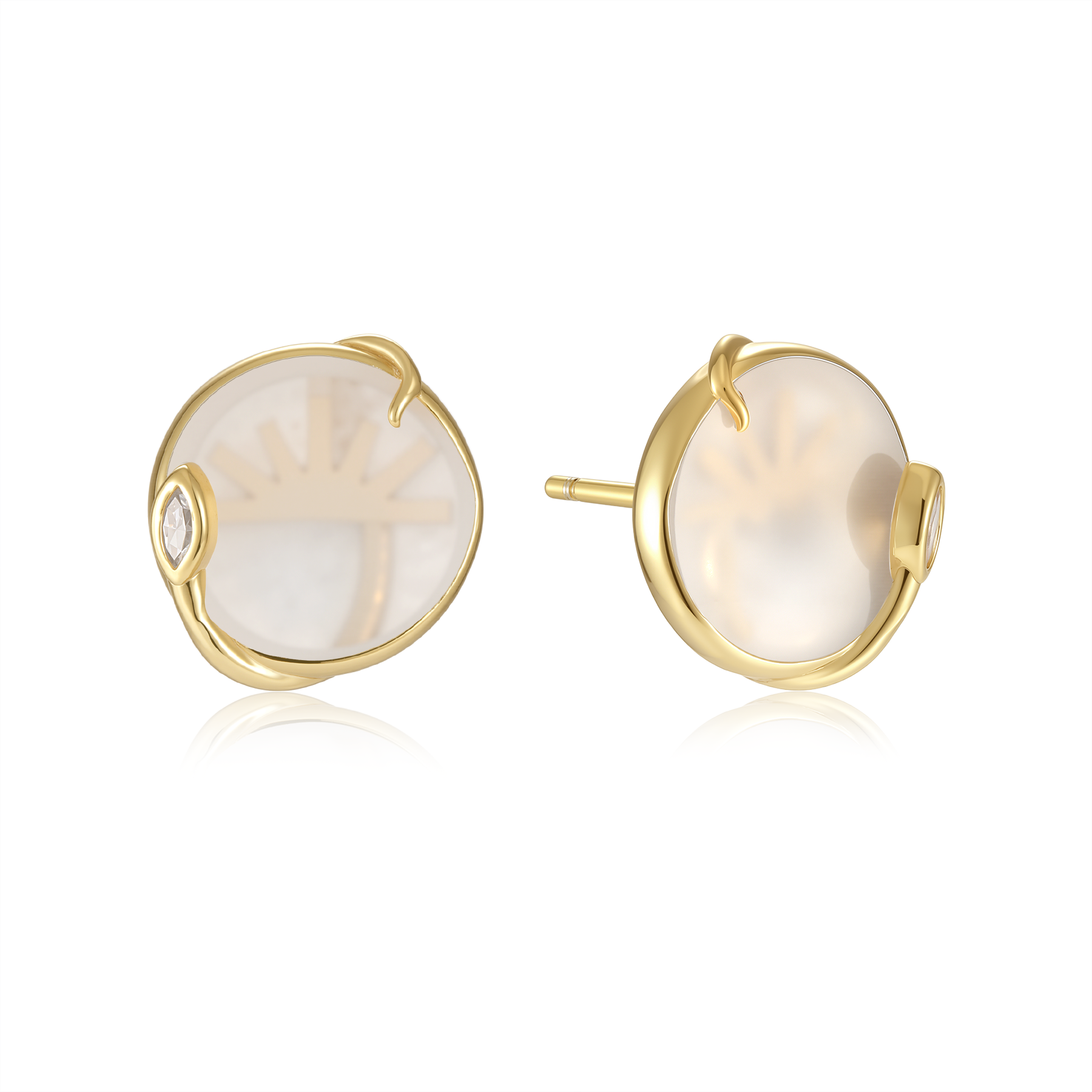 限量款蛇形天然白翡未來鑽耳釘(2分/一對)