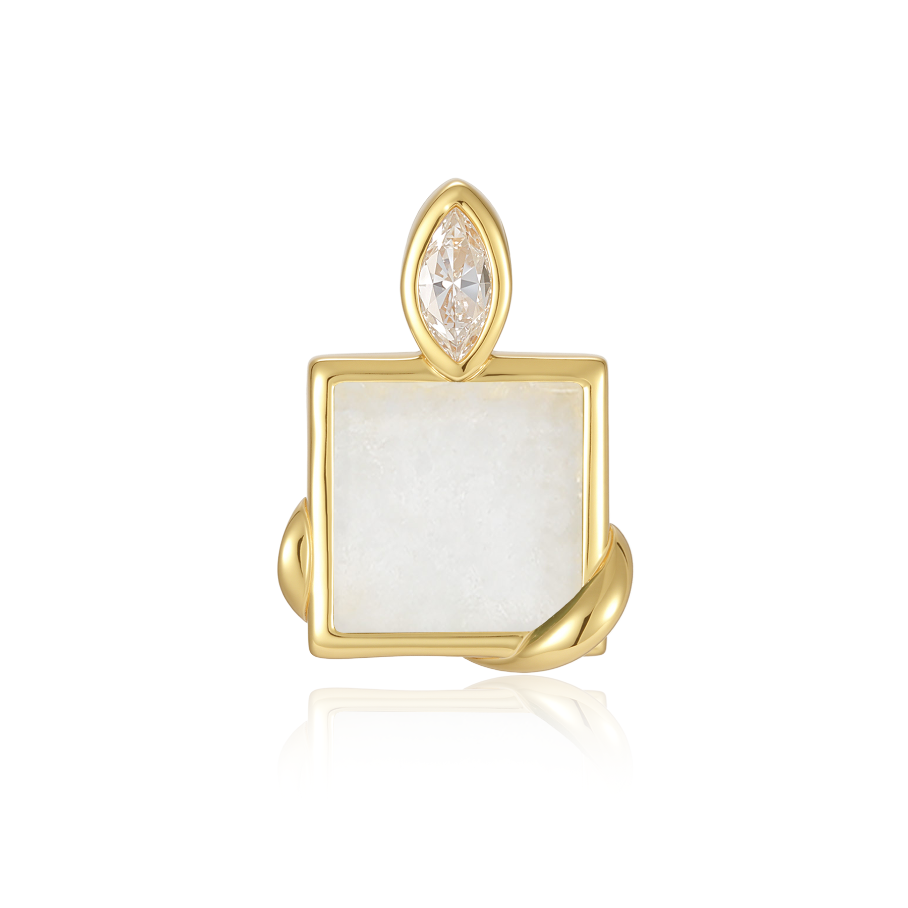 限量款蛇形小正方未來鑽耳釘(10分/單邊)-白翡