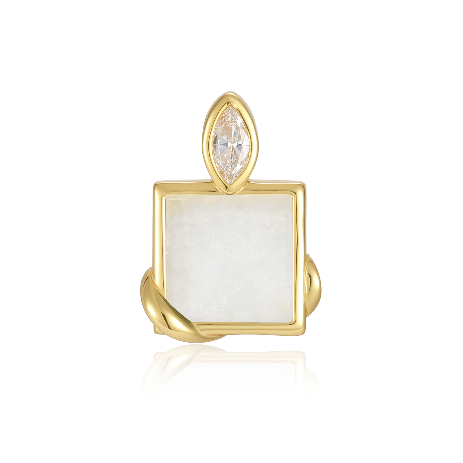 限量款蛇形小正方未來鑽耳釘(10分/單邊)-白翡