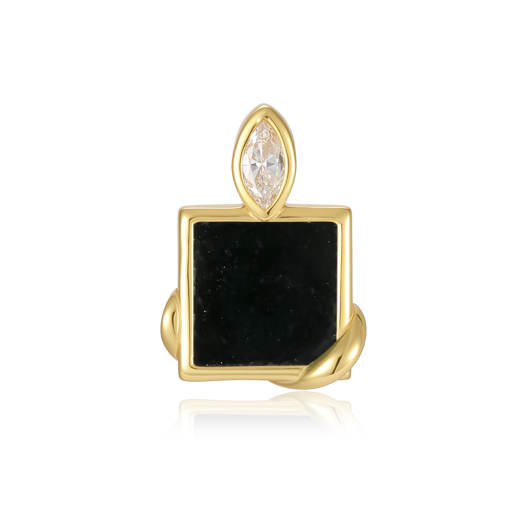 限量款蛇形小正方未來鑽耳釘(10分/單邊)-墨翡