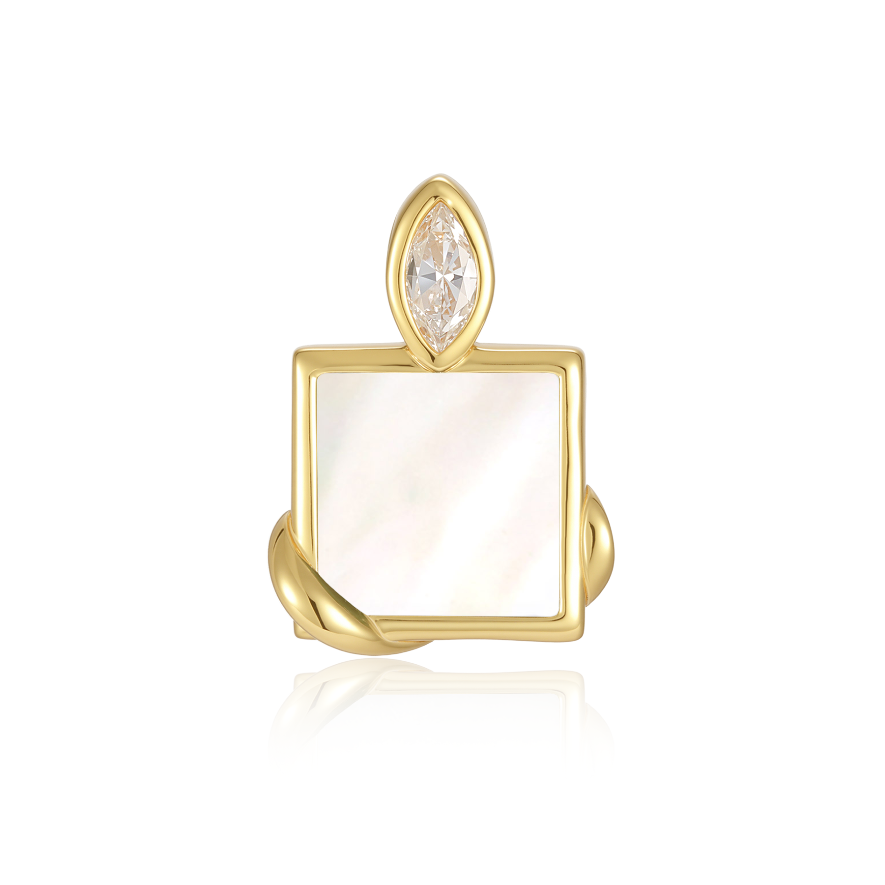 限量款蛇形小正方未來鑽耳釘(10分/單邊)-母貝