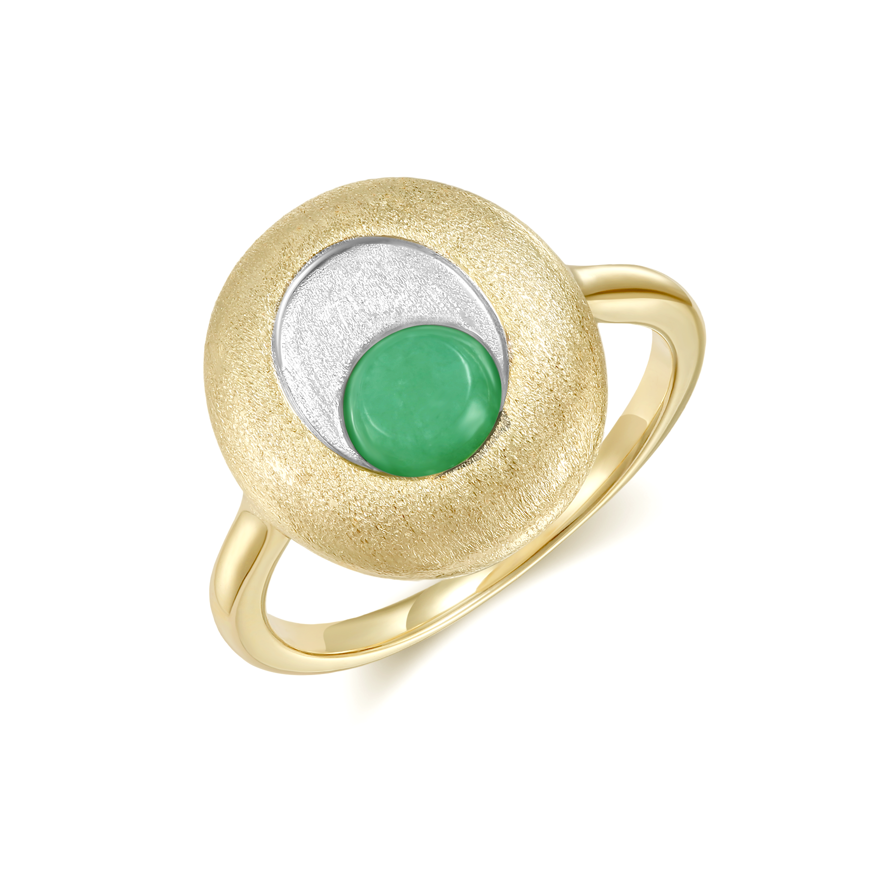 橢圓雙色拉絲翡翠小圓餅戒指