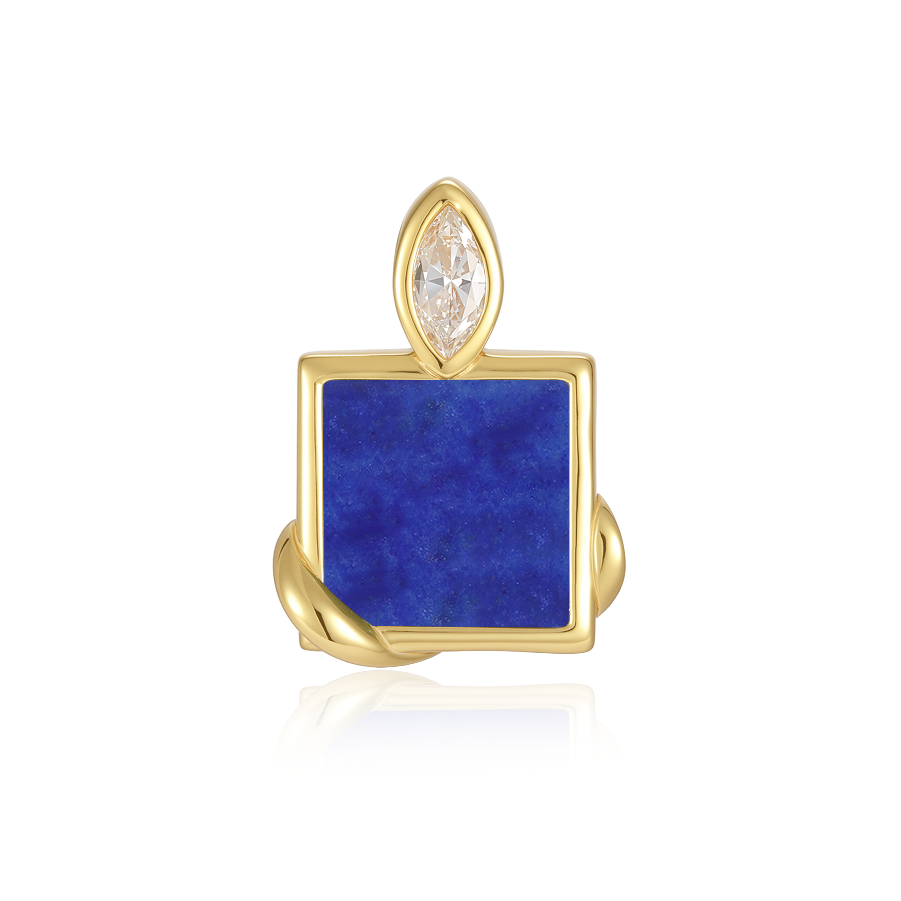 限量款蛇形小正方未來鑽耳釘(10分/單邊)-青金石