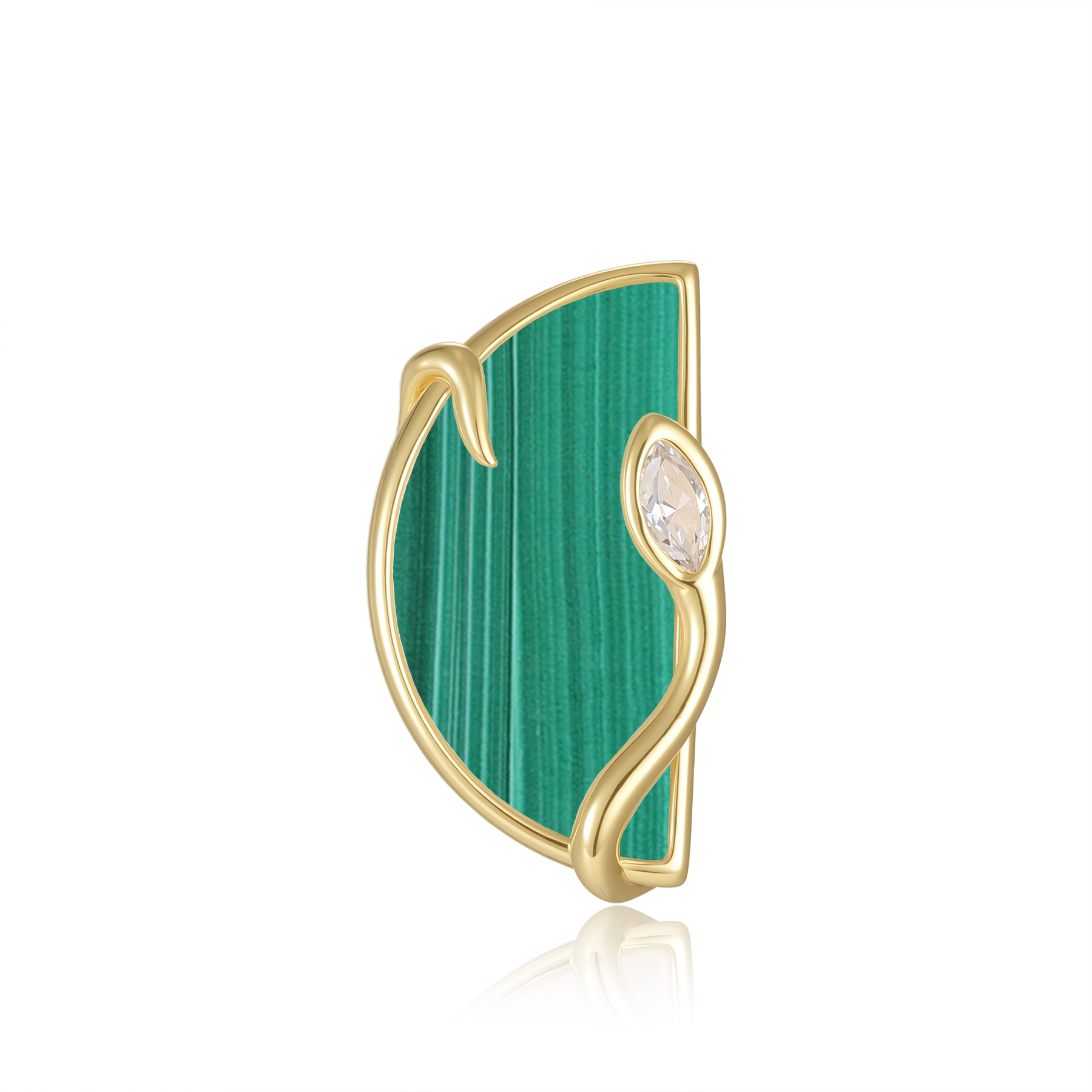 限量款蛇形半圓未來鑽耳釘(10分)-孔雀石