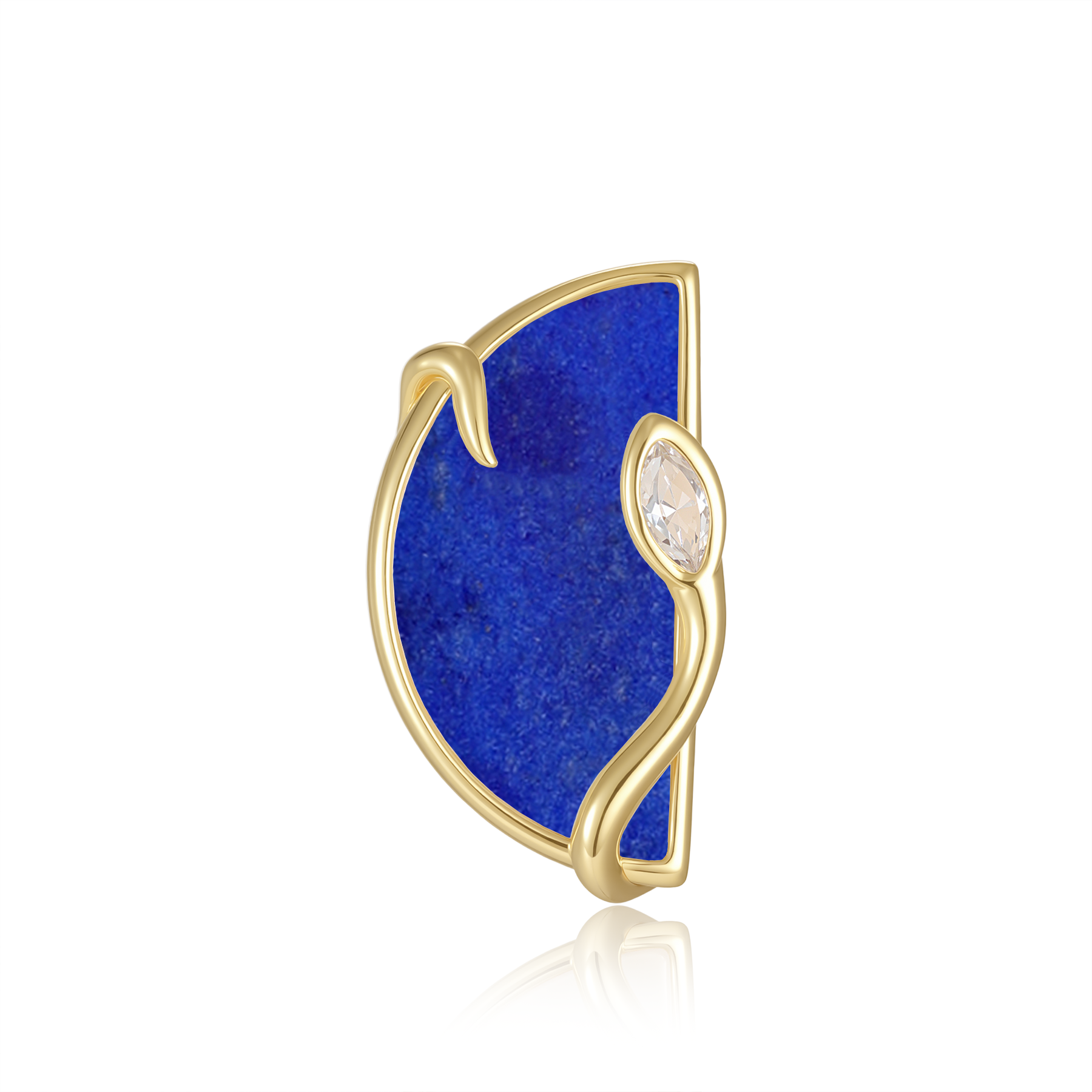 限量款蛇形半圓未來鑽耳釘(10分)-青金石