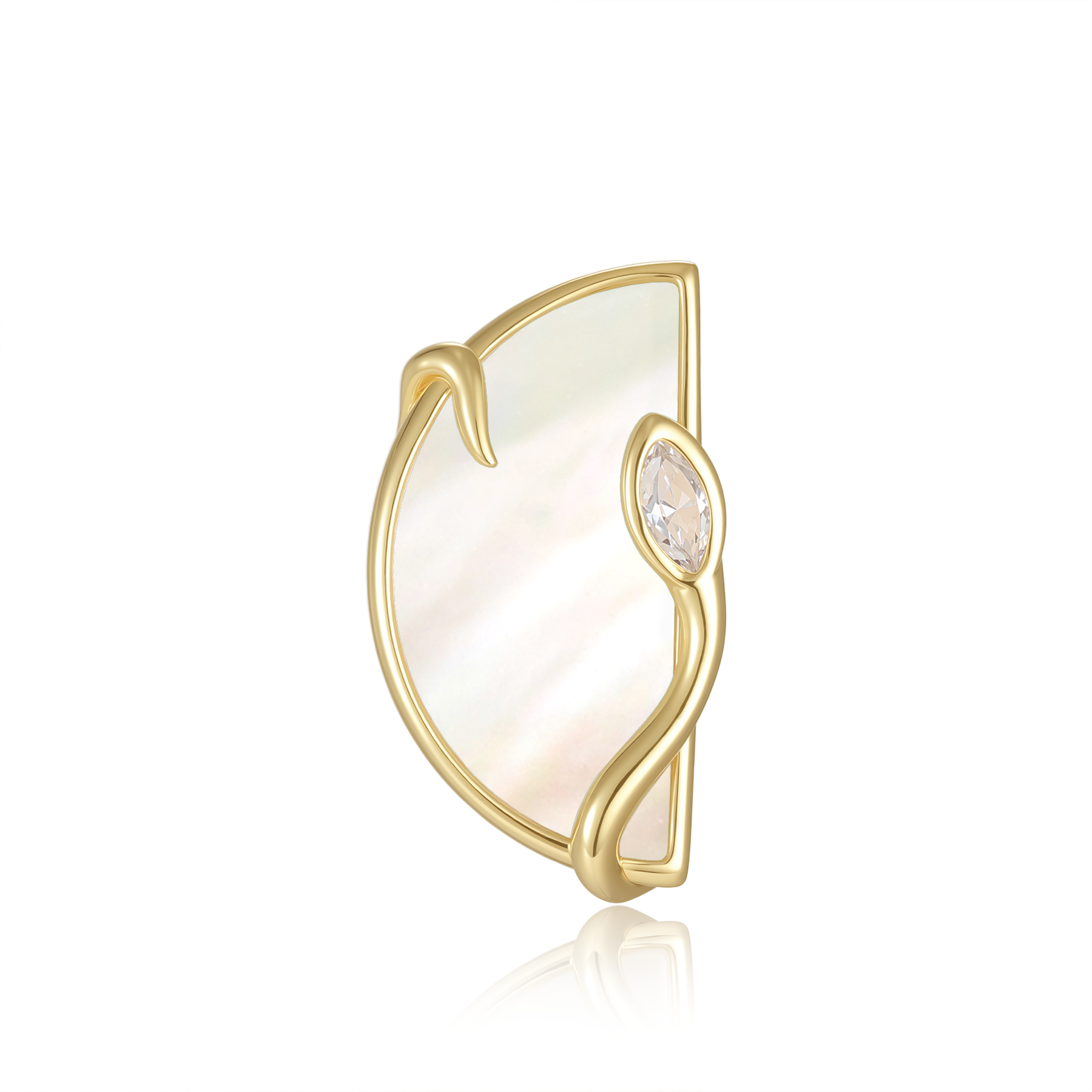 限量款蛇形半圓未來鑽耳釘(10分)-母貝