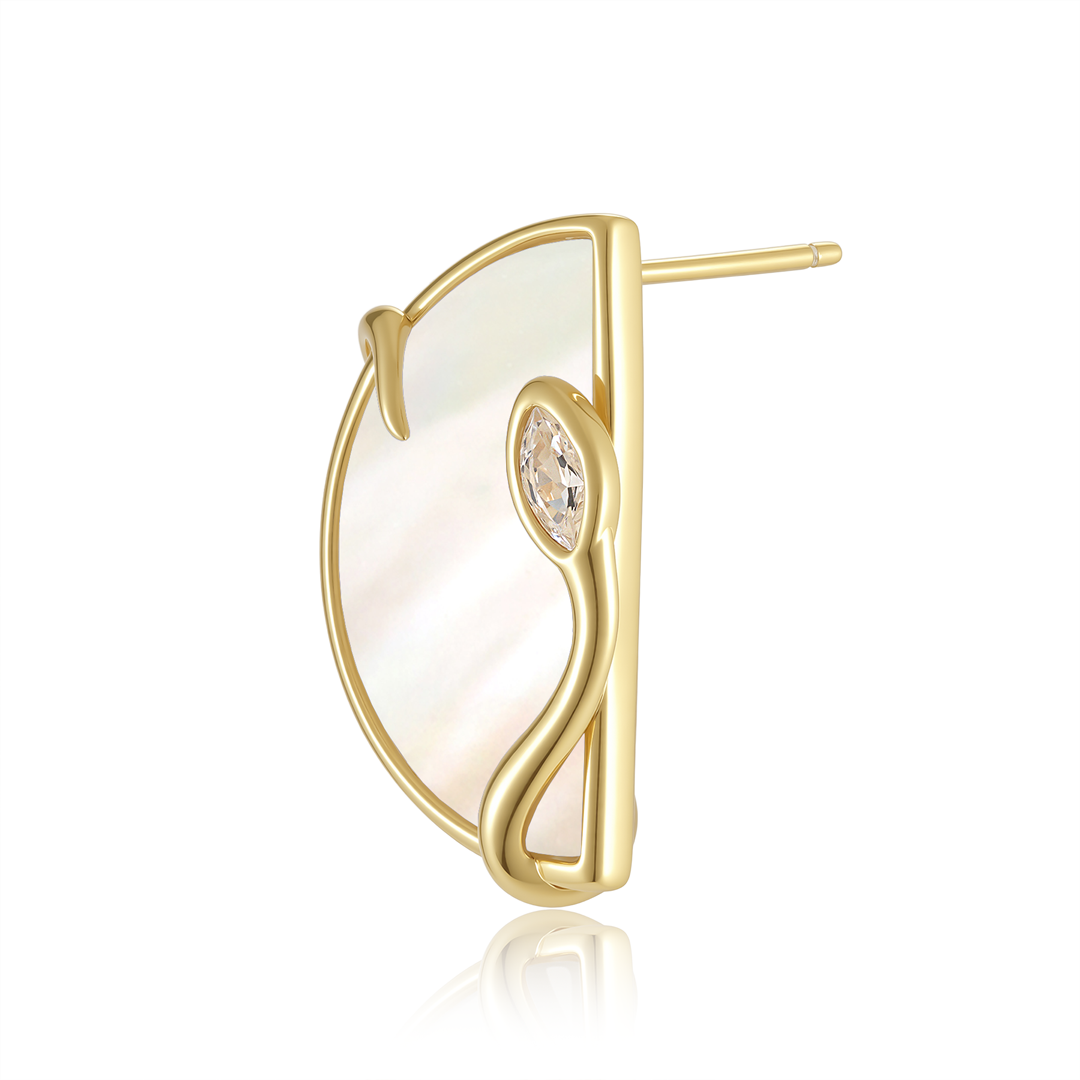 限量款蛇形半圓未來鑽耳釘(10分)-母貝