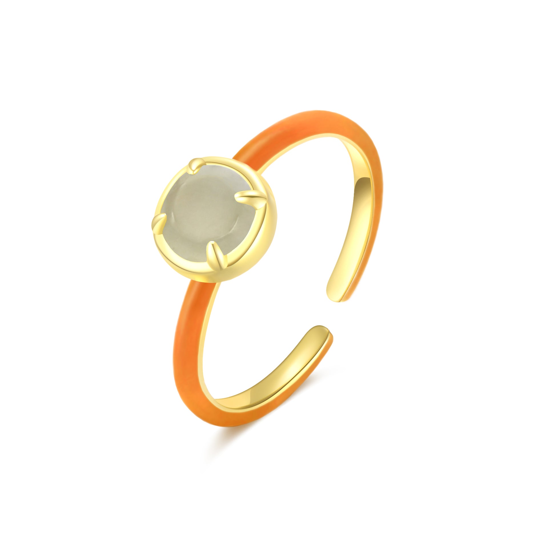 Natural Jadeite and Enamel Petite Round Ring