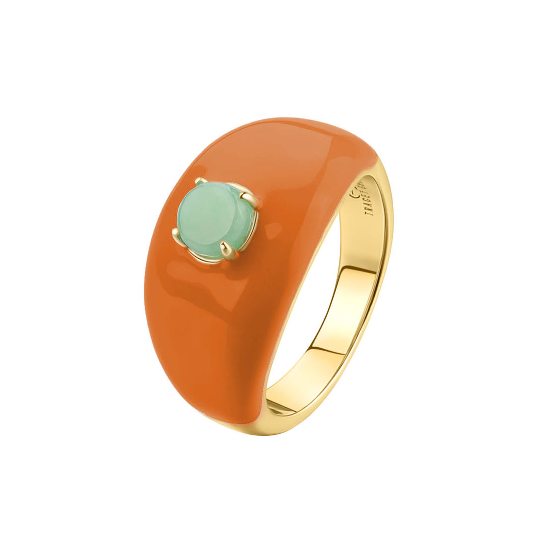 天然翡翠圓形琺瑯寬戒指