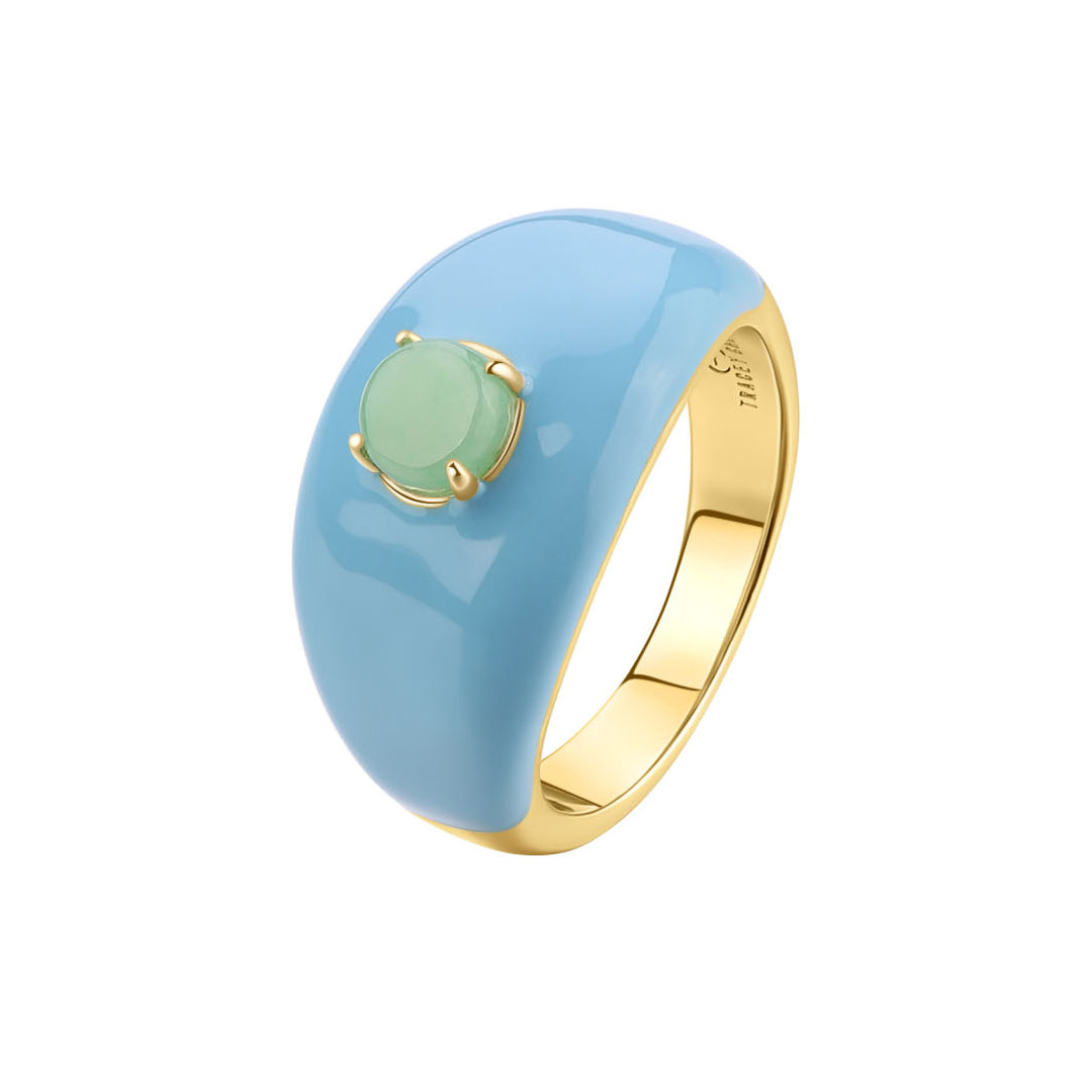 天然翡翠圓形琺瑯寬戒指