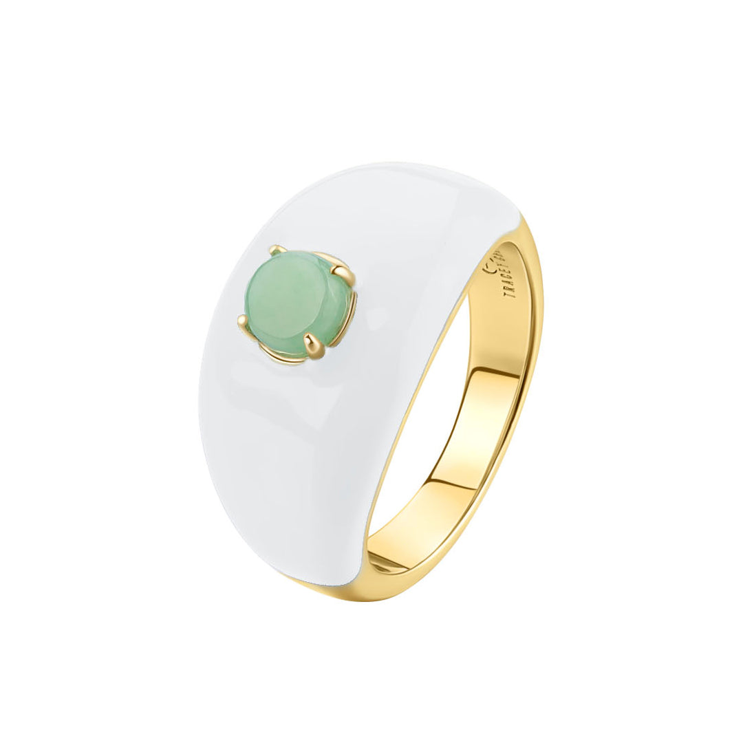 天然翡翠圓形琺瑯寬戒指