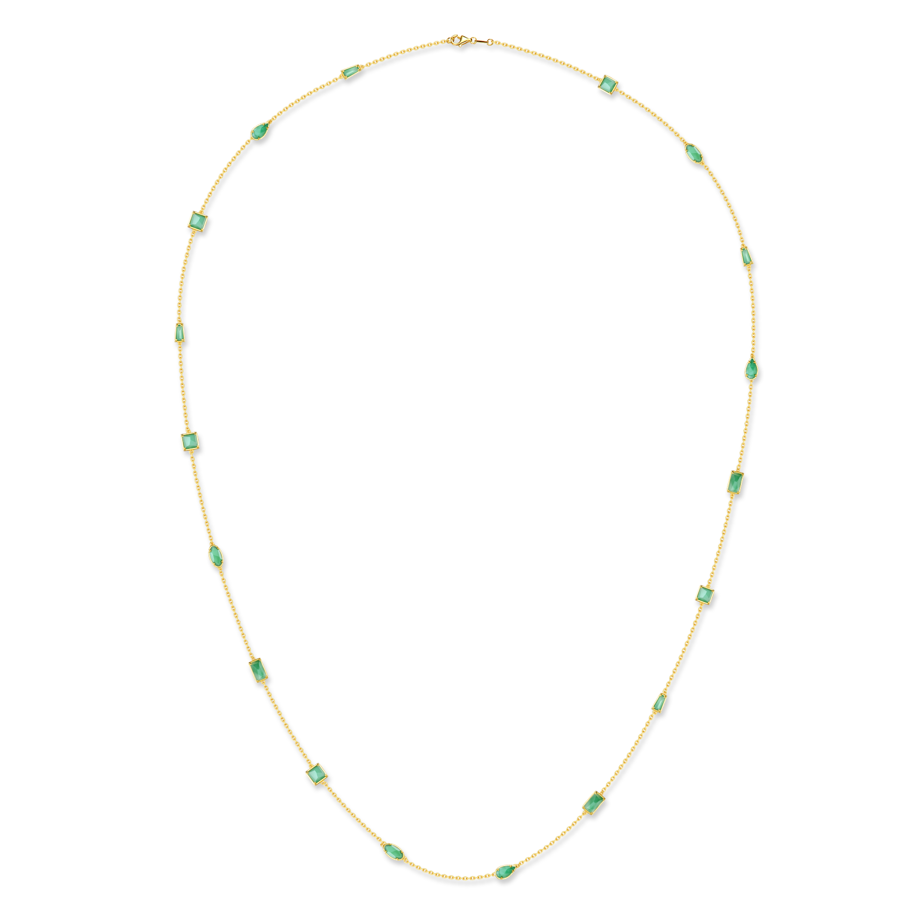 幾何造型天然翡翠長鍊92cm(18pc)