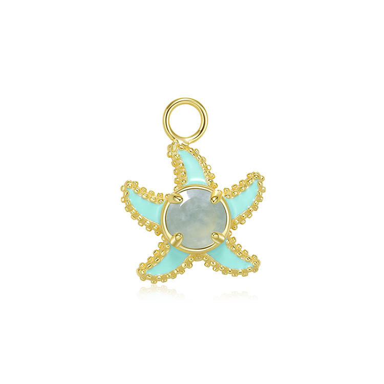 天然圓形翡翠琺瑯海星吊墜