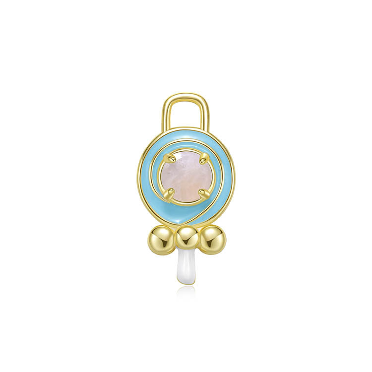 天然圓形翡翠琺瑯棒棒糖吊墜