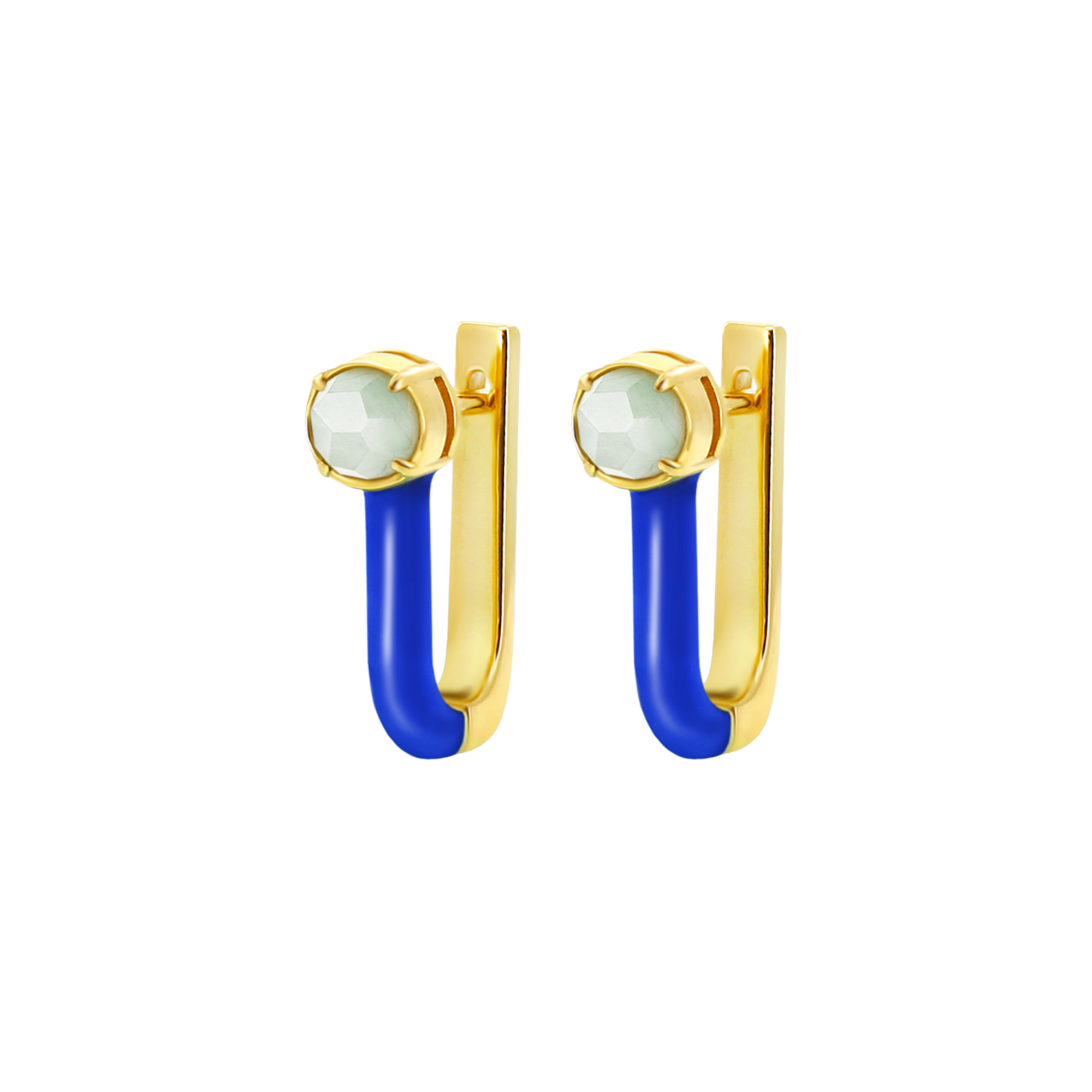 Natural Jadeite and Enamel Earrings