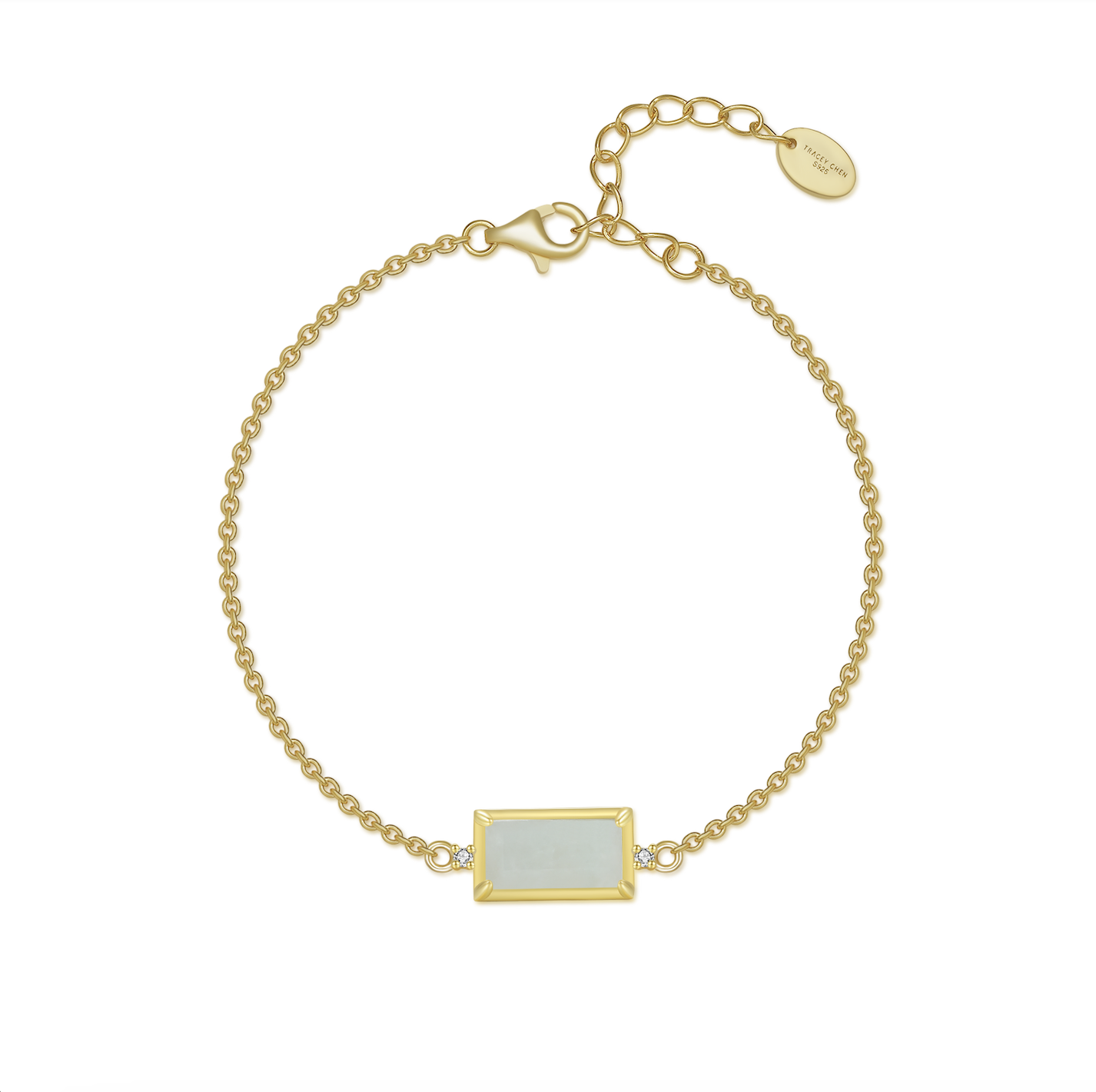 天然翡翠小長方未來鑽手鍊