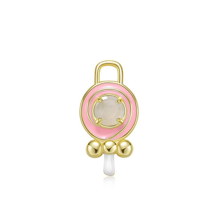 天然圓形翡翠琺瑯棒棒糖吊墜