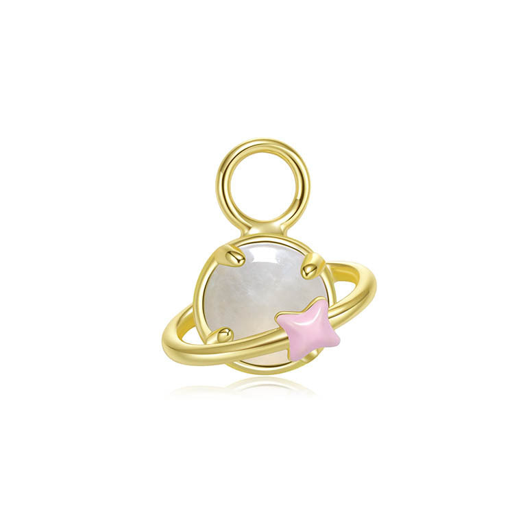 天然圓形翡翠琺瑯行星吊墜