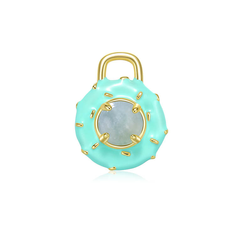 天然圓形翡翠琺瑯甜甜圈吊墜