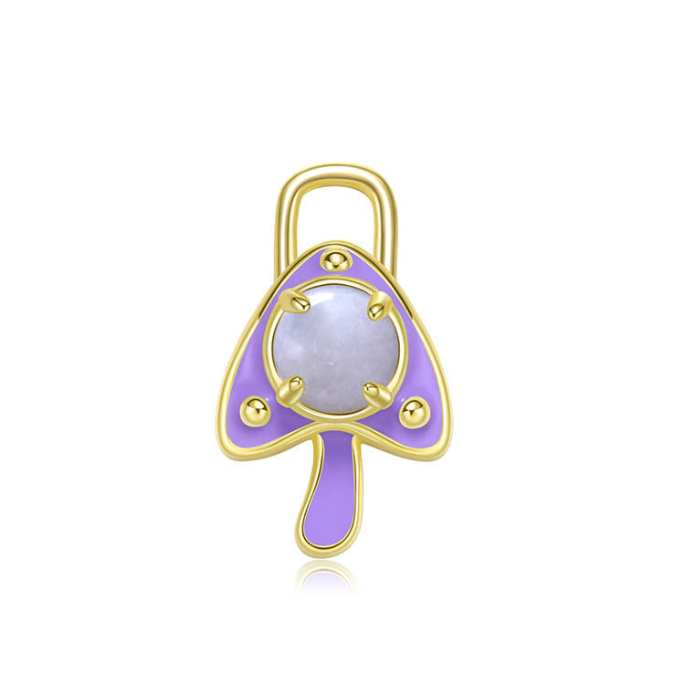 天然圓形翡翠琺瑯香菇吊墜