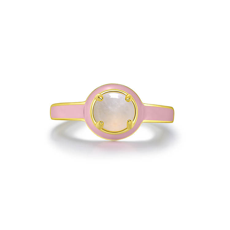 天然圓形翡翠琺瑯戒指