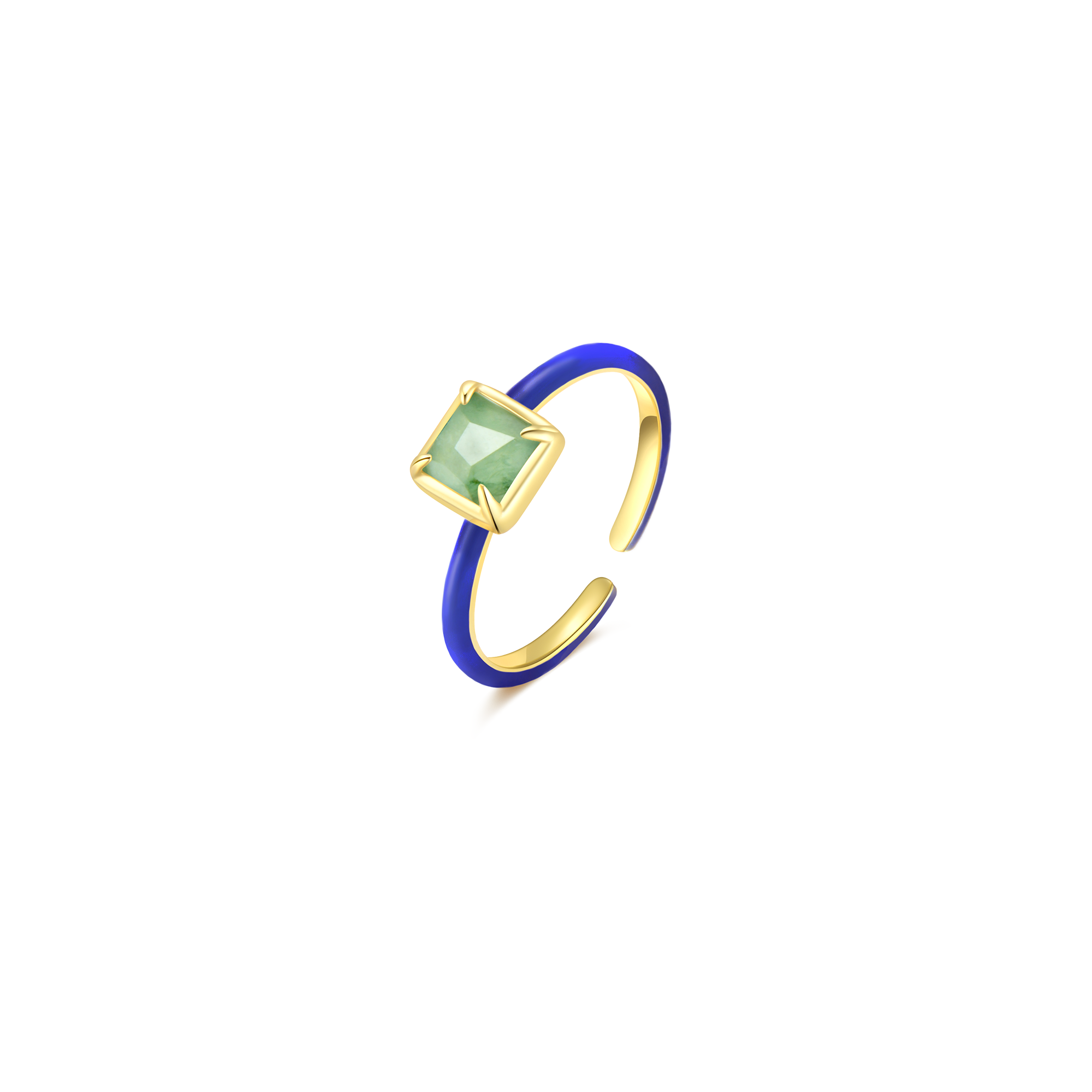Natural Jadeite and Enamel Petite Square Ring