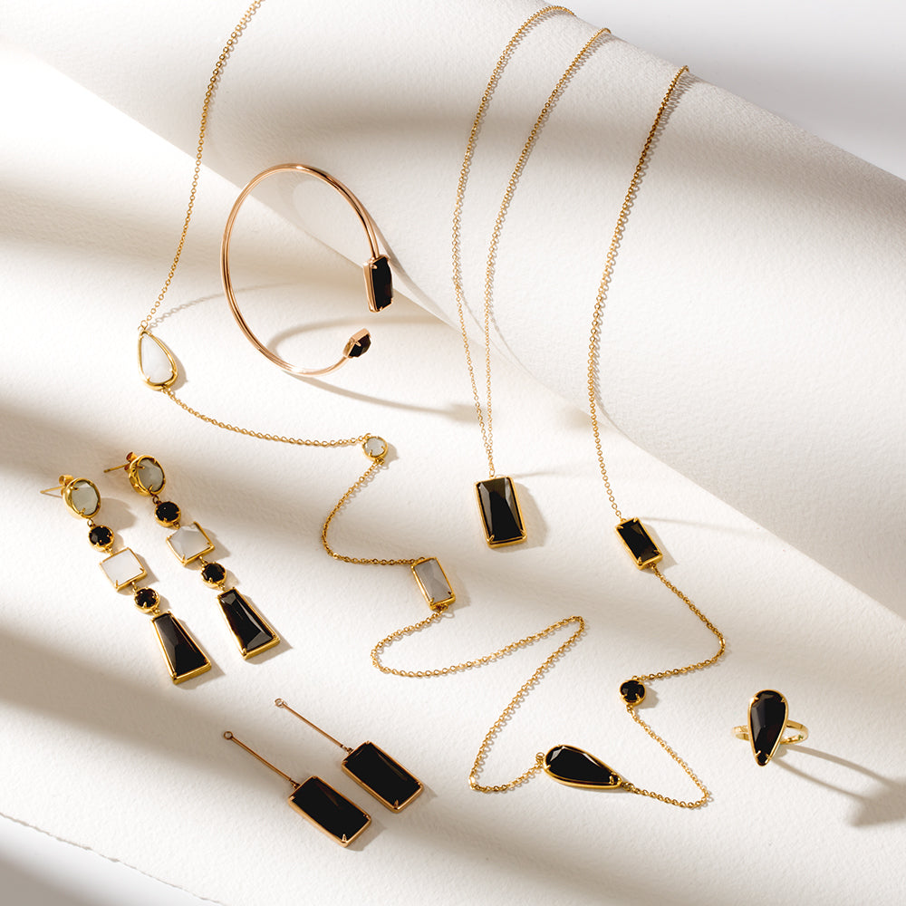 天然墨翡長方形項鍊