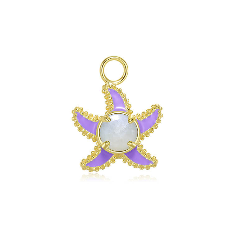 天然圓形翡翠琺瑯海星吊墜