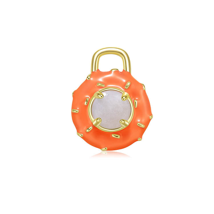 天然圓形翡翠琺瑯甜甜圈吊墜