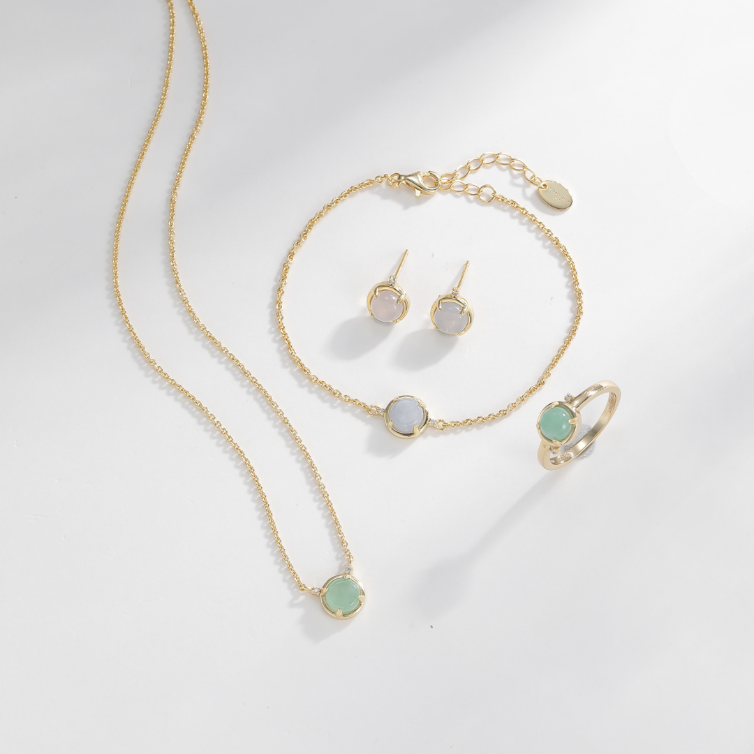 天然翡翠小圓未來鑽手鍊