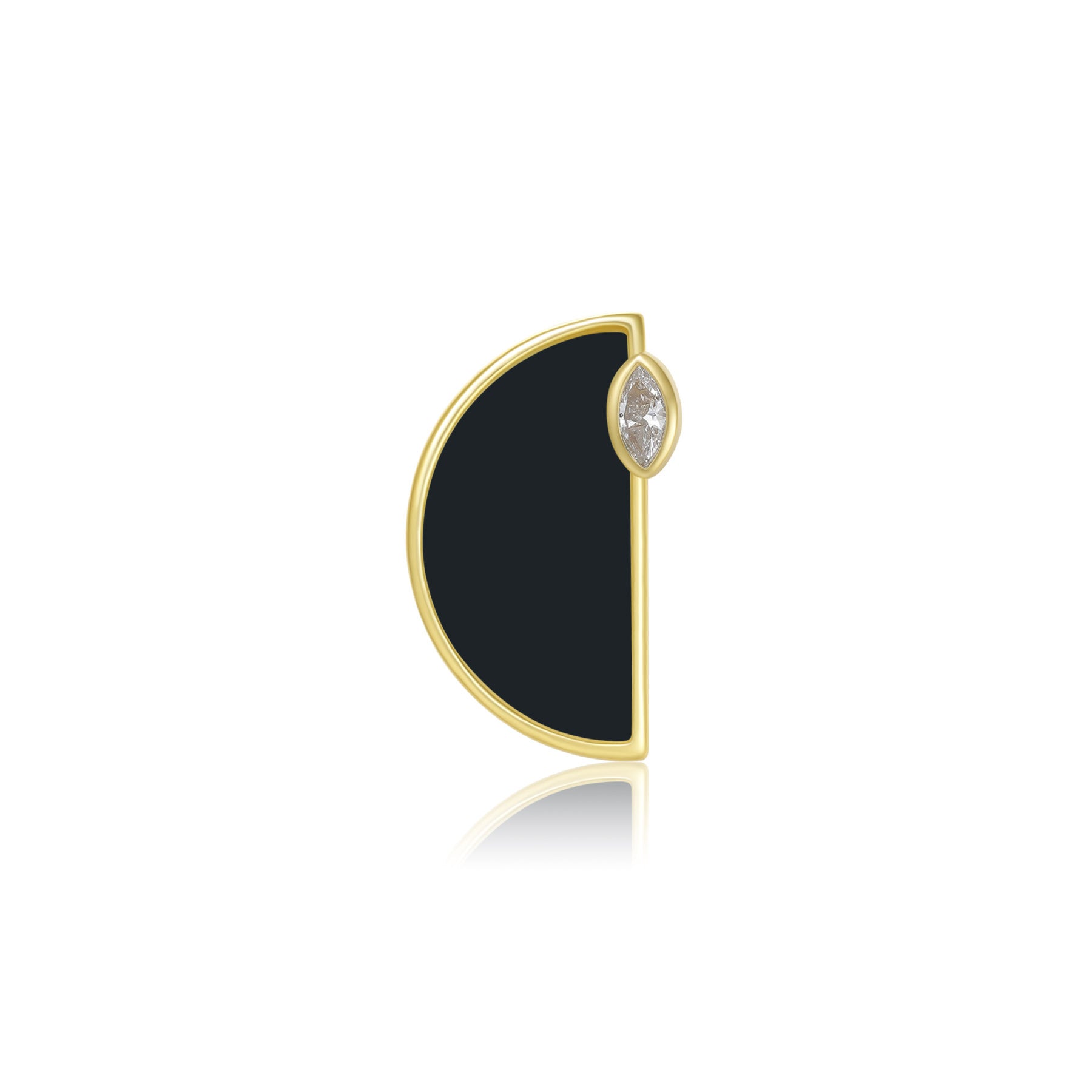 天然墨翡半圓未來鑽耳釘(10分)