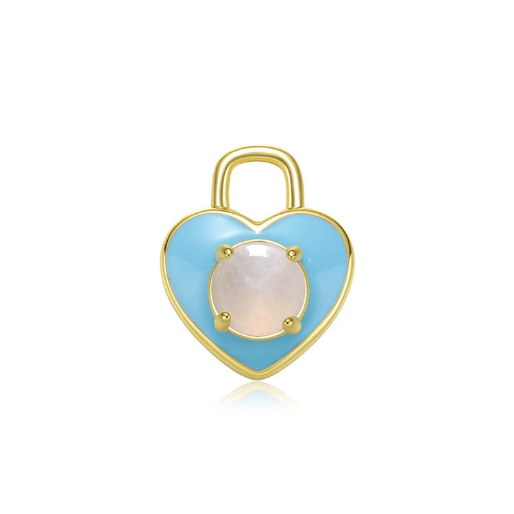 天然圓形翡翠琺瑯愛心吊墜