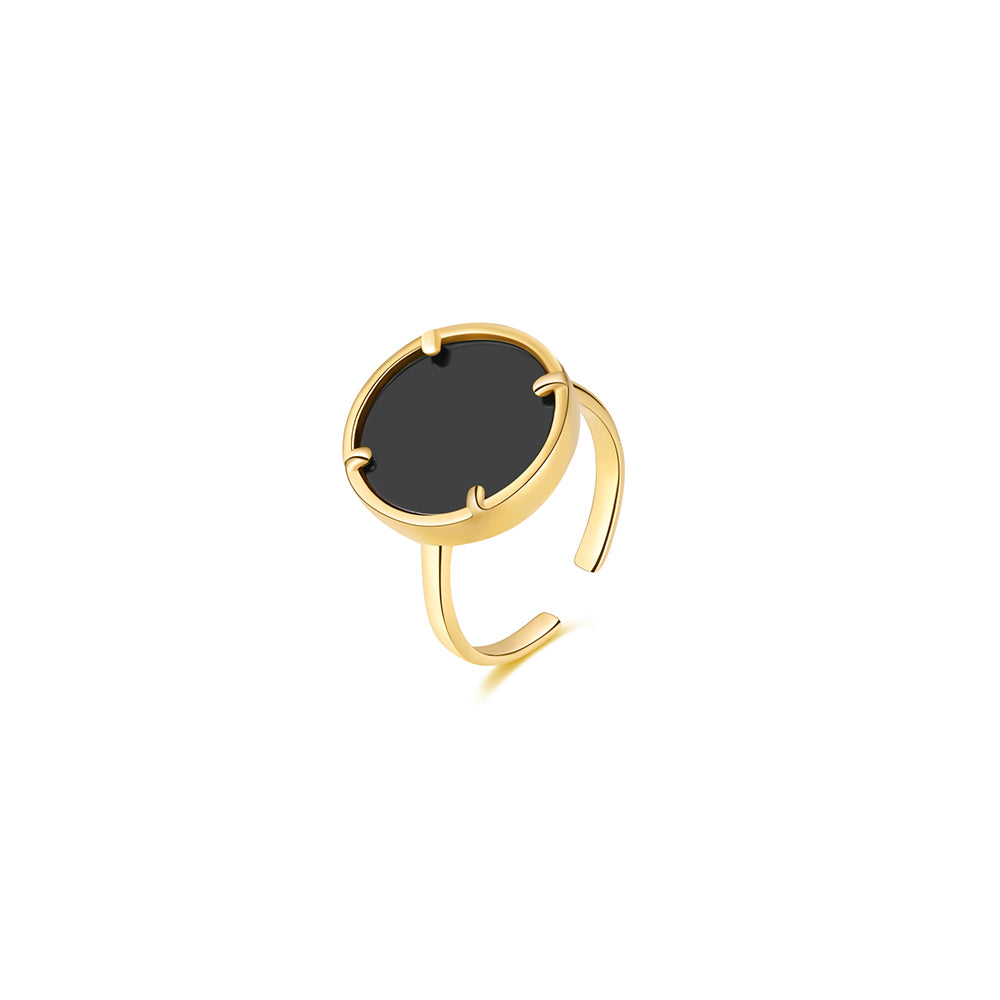 Natural Black Jade Round Ring