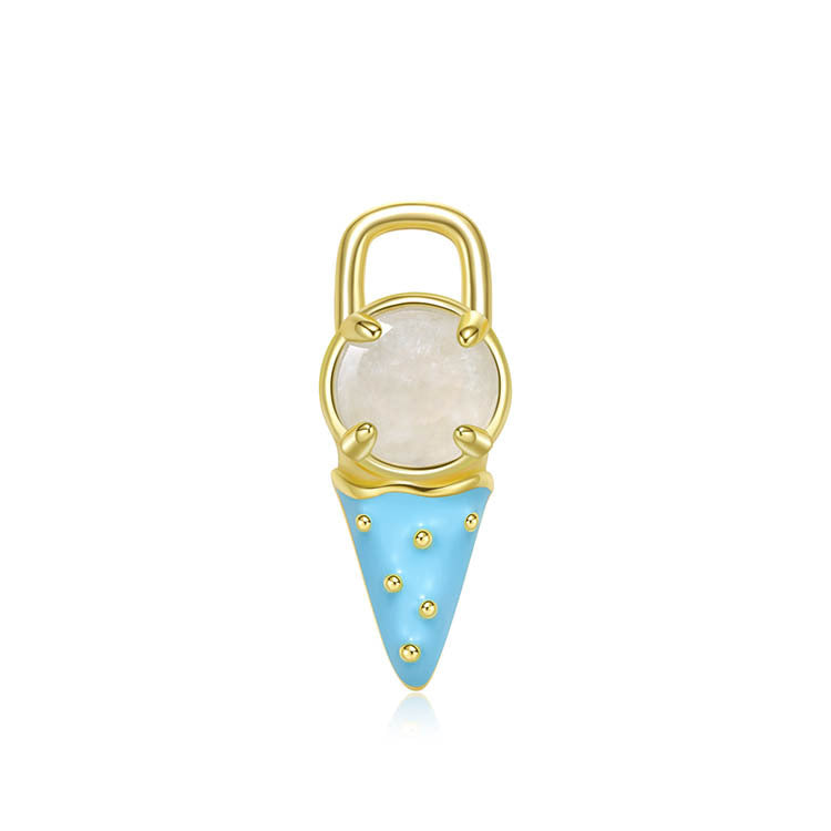 天然圓形翡翠琺瑯冰淇淋吊墜