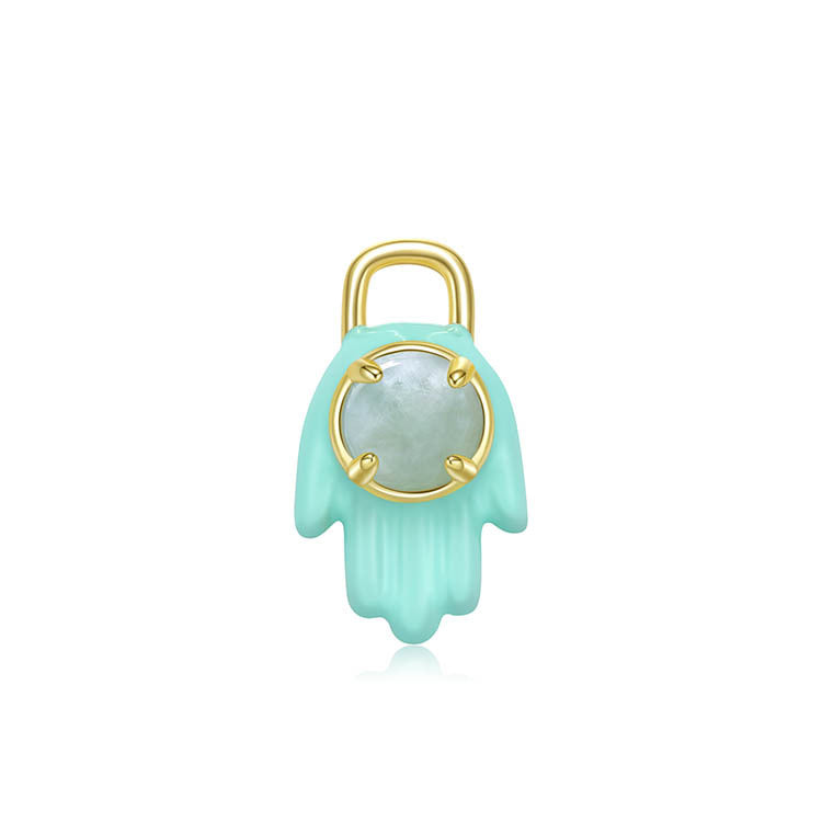 天然圓形翡翠琺瑯手掌吊墜